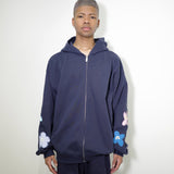 NISHIMOTO IS THE MOUTH FLOWER ZIP SWEAT HOODIE NIM-C57 NAVY
