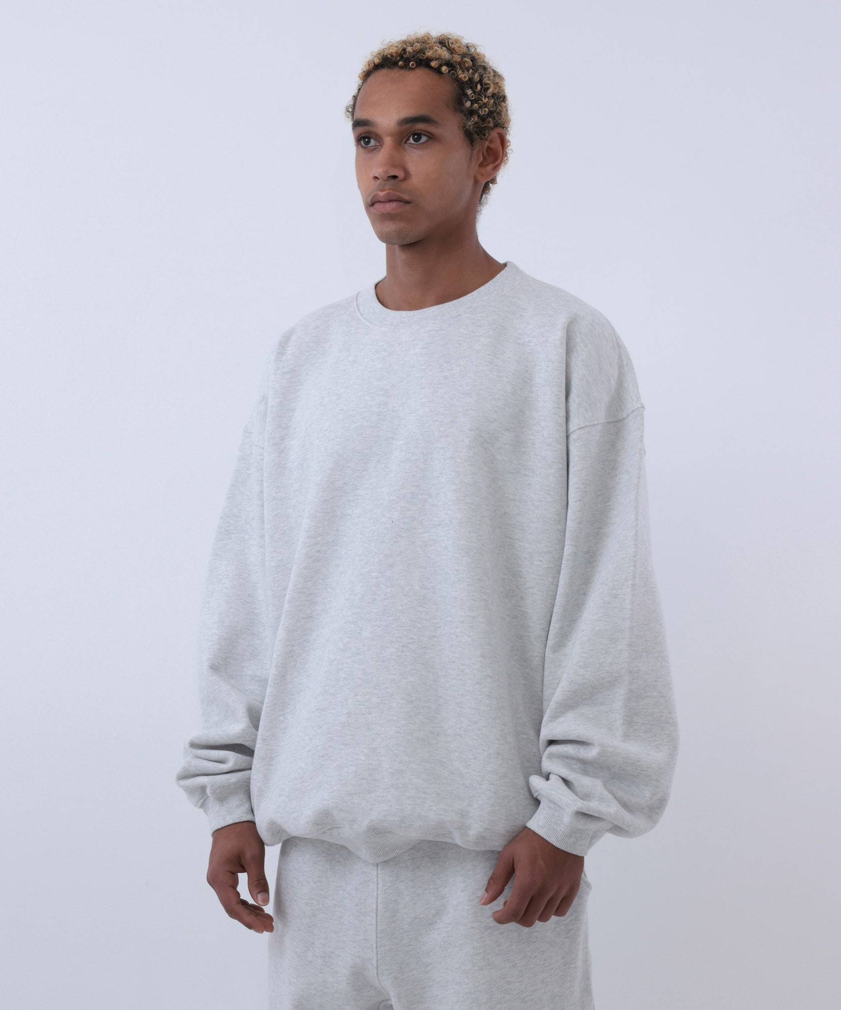 COMMON BASE SWEATSHIRT CB-B04 LIGHT HEATHER GRAY
