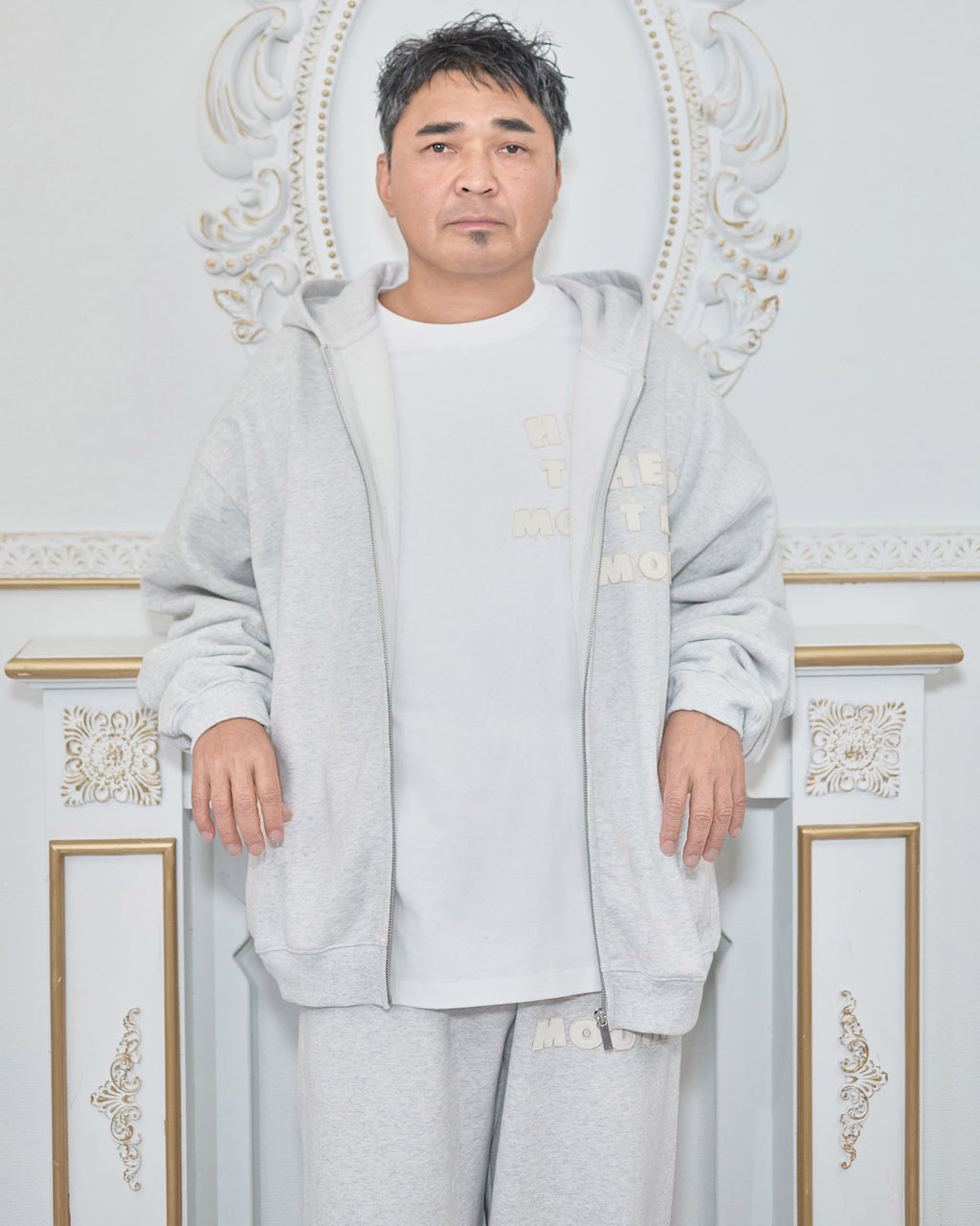 NISHIMOTO IS THE MOUTH  ZIP SWEAT HOODIE NIM-H57W LIGHT HEATHER GREY