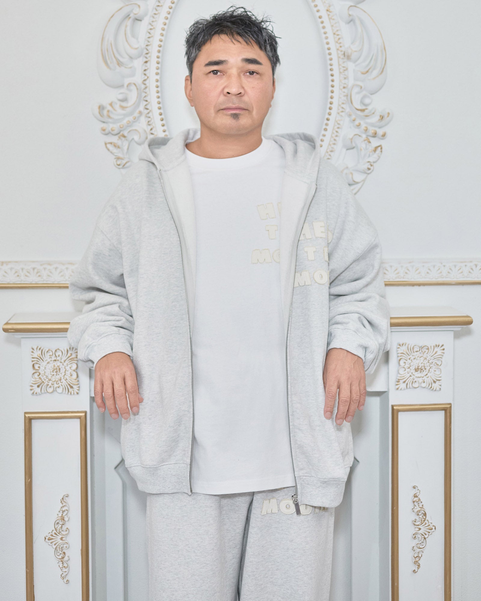 NISHIMOTO IS THE MOUTH  ZIP SWEAT HOODIE NIM-H57W LIGHT HEATHER GREY