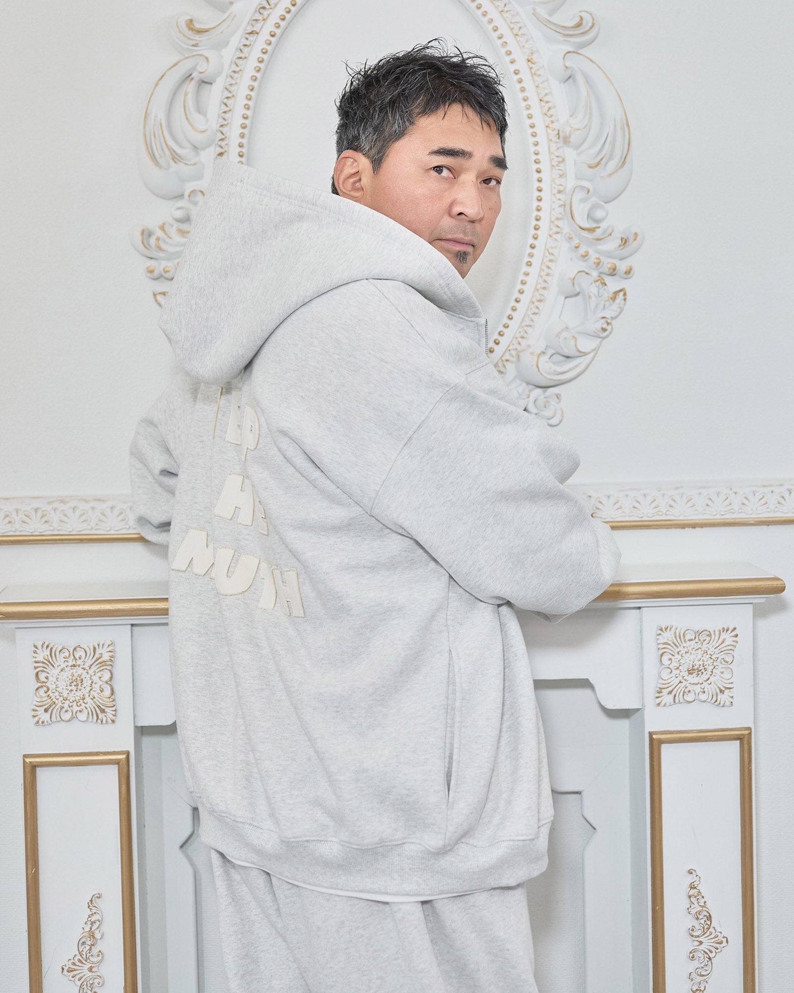 NISHIMOTO IS THE MOUTH  ZIP SWEAT HOODIE NIM-H57W LIGHT HEATHER GREY