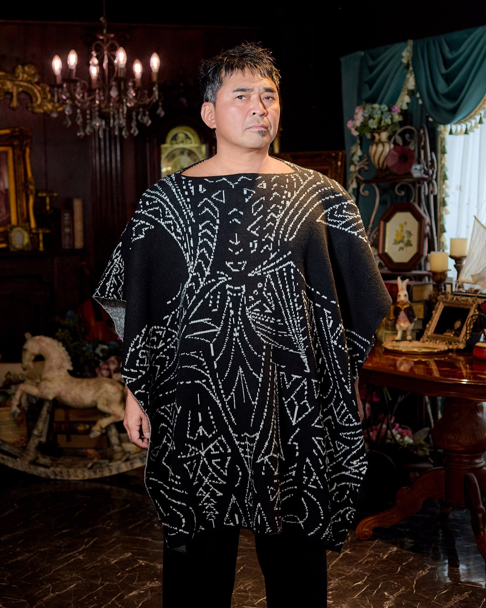 NISHIMOTO IS THE MOUTH KNIT BLANKET NIM-GBL BLACK