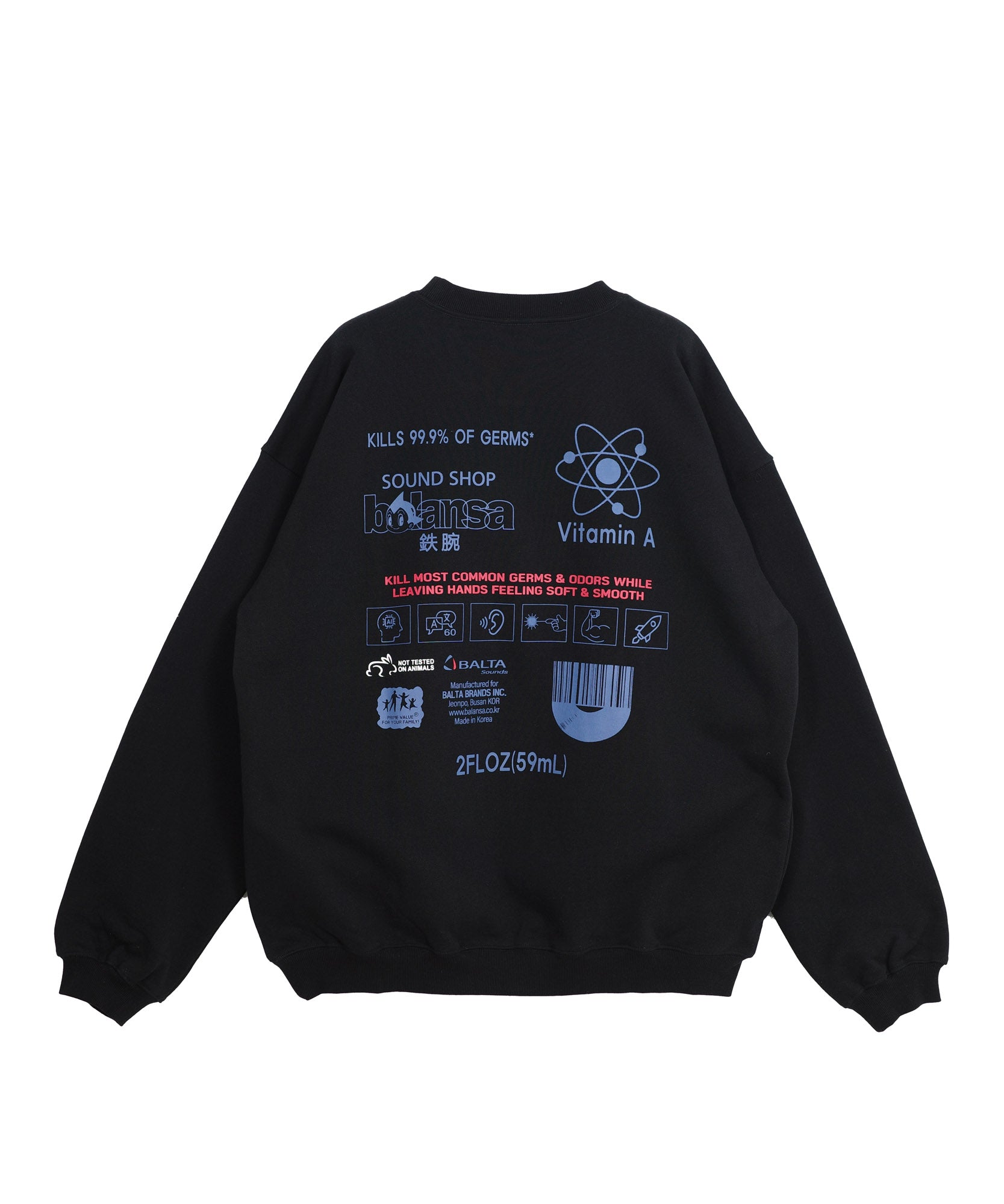 SOUND SHOP balansa × ASTRO BOY SWEATSHIRT ATBL-04 BLACK