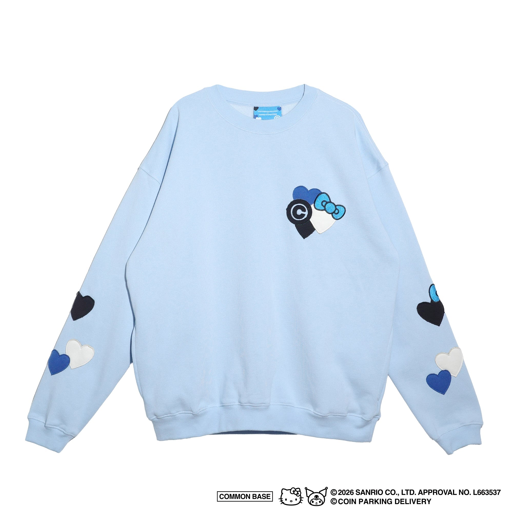 [On sale from 8:00 PM on January 31st] COIN PARKING DELIVERY × SANRIO CHARACTERS PATCHWORK SWEATSHIRT CPDSC-KT14 LIGHT BLUE