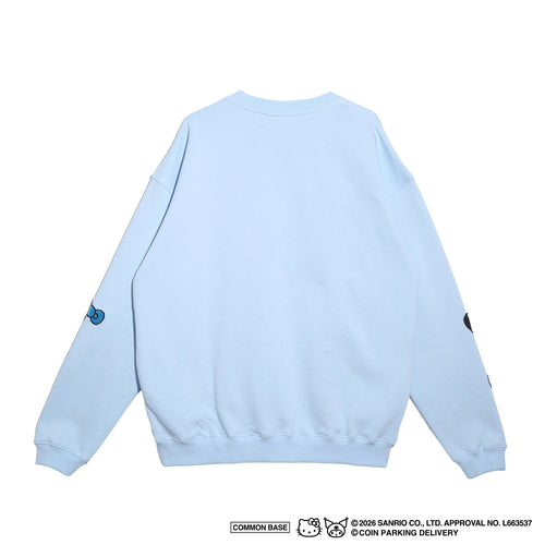 COIN PARKING DELIVERY × SANRIO CHARACTERS  PATCHWORK SWEATSHIRT CPDSC-KT14 LIGHT BLUE