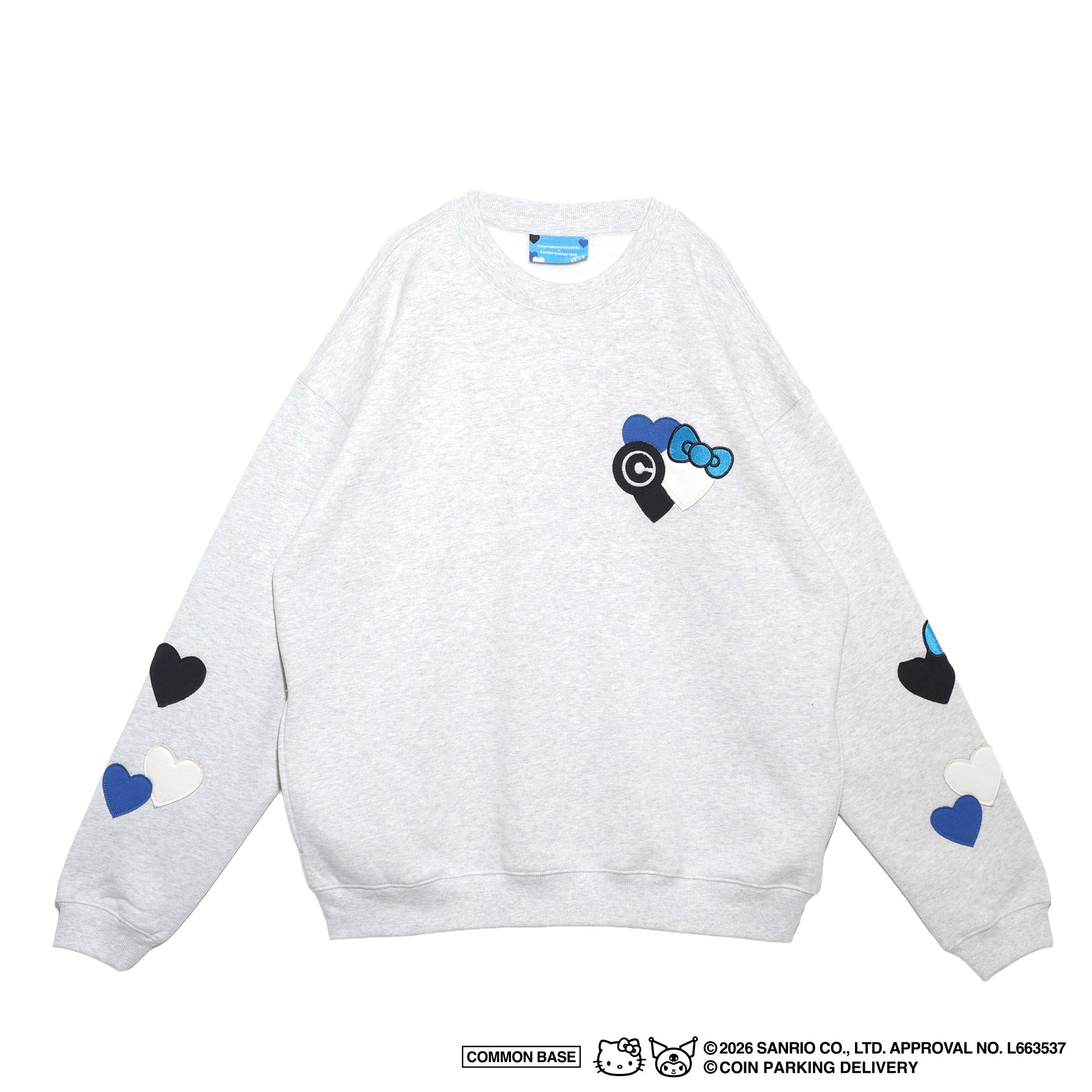 COIN PARKING DELIVERY × SANRIO CHARACTERS  PATCHWORK SWEATSHIRT CPDSC-KT14 LIGHT HEATHER GREY