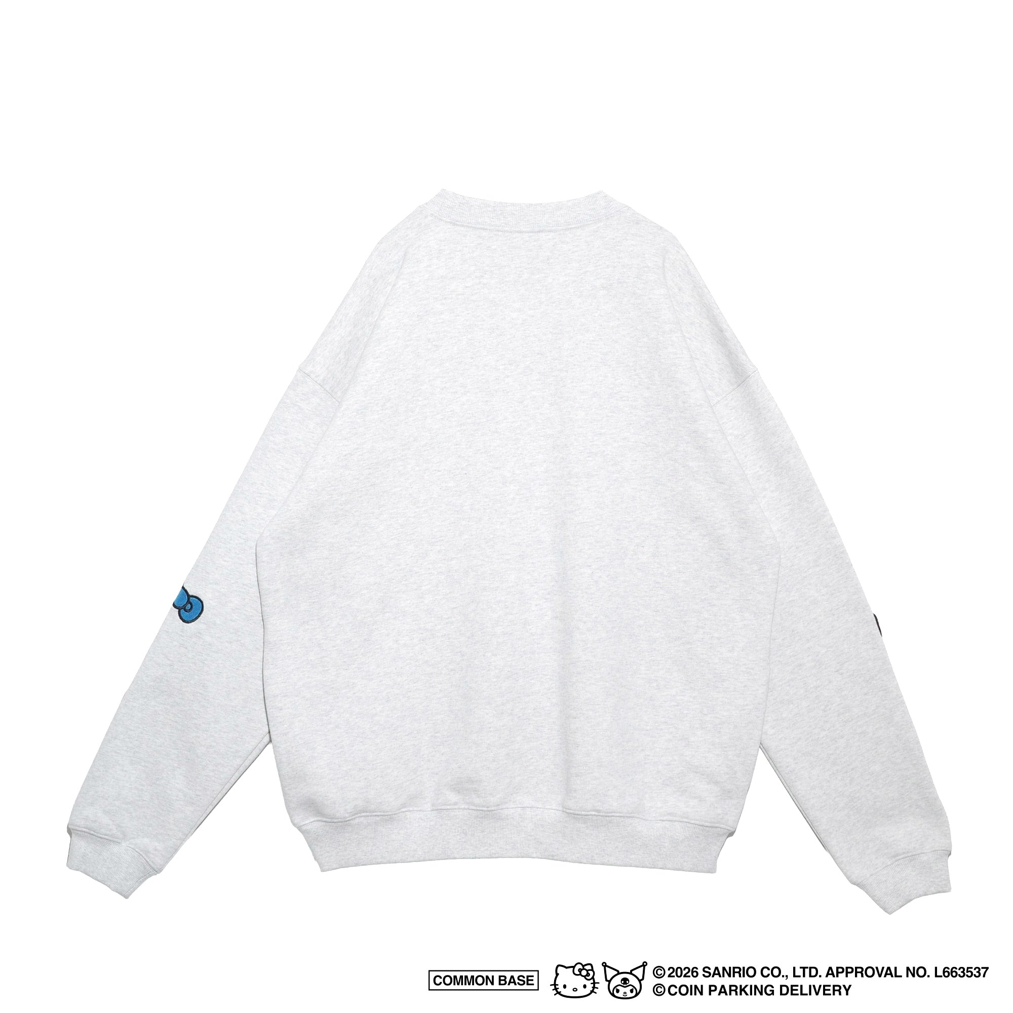 COIN PARKING DELIVERY × SANRIO CHARACTERS  PATCHWORK SWEATSHIRT CPDSC-KT14 LIGHT HEATHER GREY