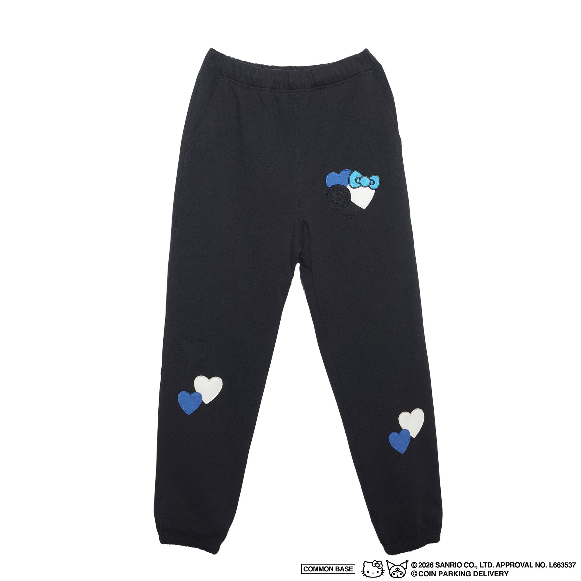 [On sale from 8:00 PM on January 31st] COIN PARKING DELIVERY × SANRIO CHARACTERS PATCHWORK SWEAT PANTS CPDSC-KT15 BLACK