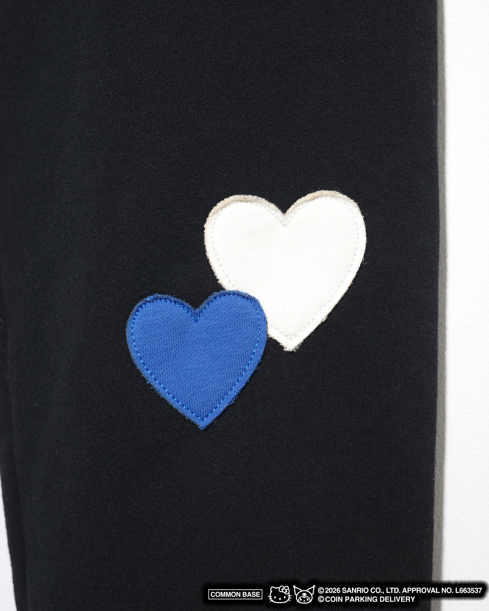 [On sale from 8:00 PM on January 31st] COIN PARKING DELIVERY × SANRIO CHARACTERS PATCHWORK SWEAT PANTS CPDSC-KT15 BLACK