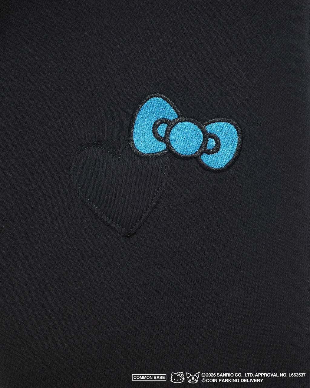 [On sale from 8:00 PM on January 31st] COIN PARKING DELIVERY × SANRIO CHARACTERS PATCHWORK SWEAT PANTS CPDSC-KT15 BLACK