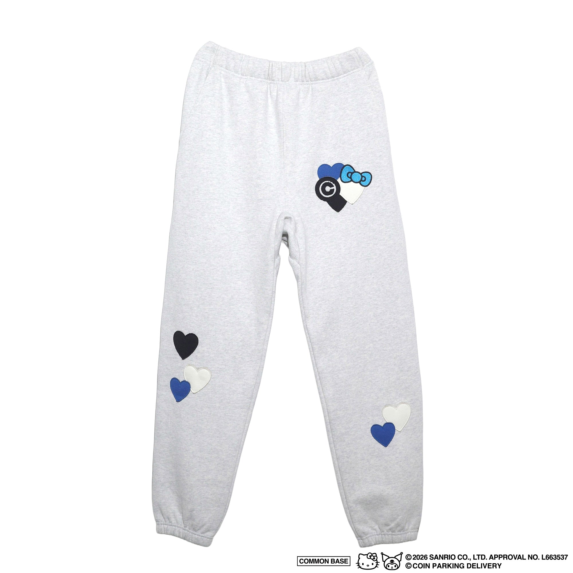 [On sale from 8:00 PM on January 31st] COIN PARKING DELIVERY × SANRIO CHARACTERS PATCHWORK SWEAT PANTS CPDSC-KT15 LIGHT HEATHER GREY