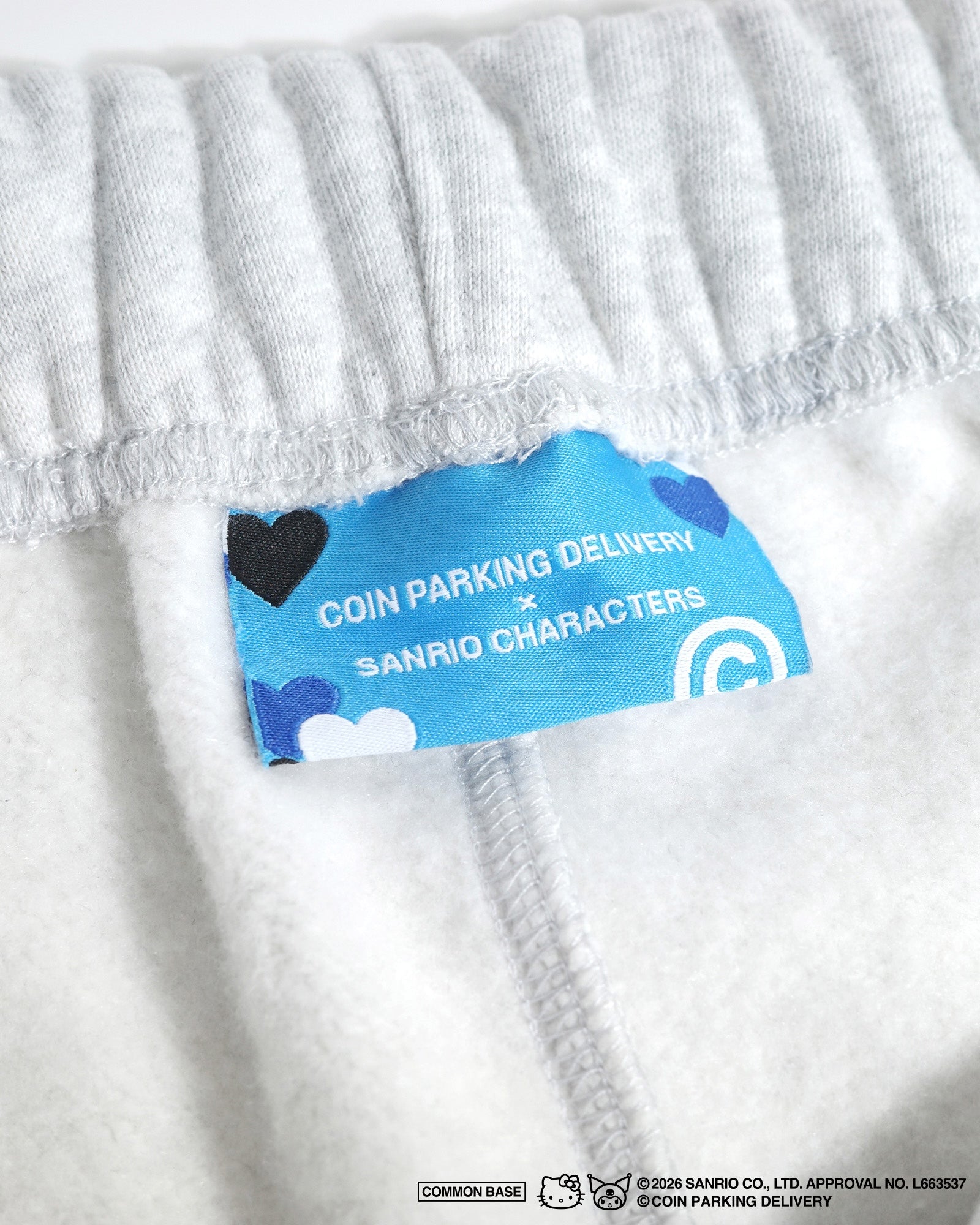 【予約商品｜5月上旬お届け予定】COIN PARKING DELIVERY × SANRIO CHARACTERS PATCHWORK SWEAT PANTS CPDSC-KT15 LIGHT HEATHER GREY