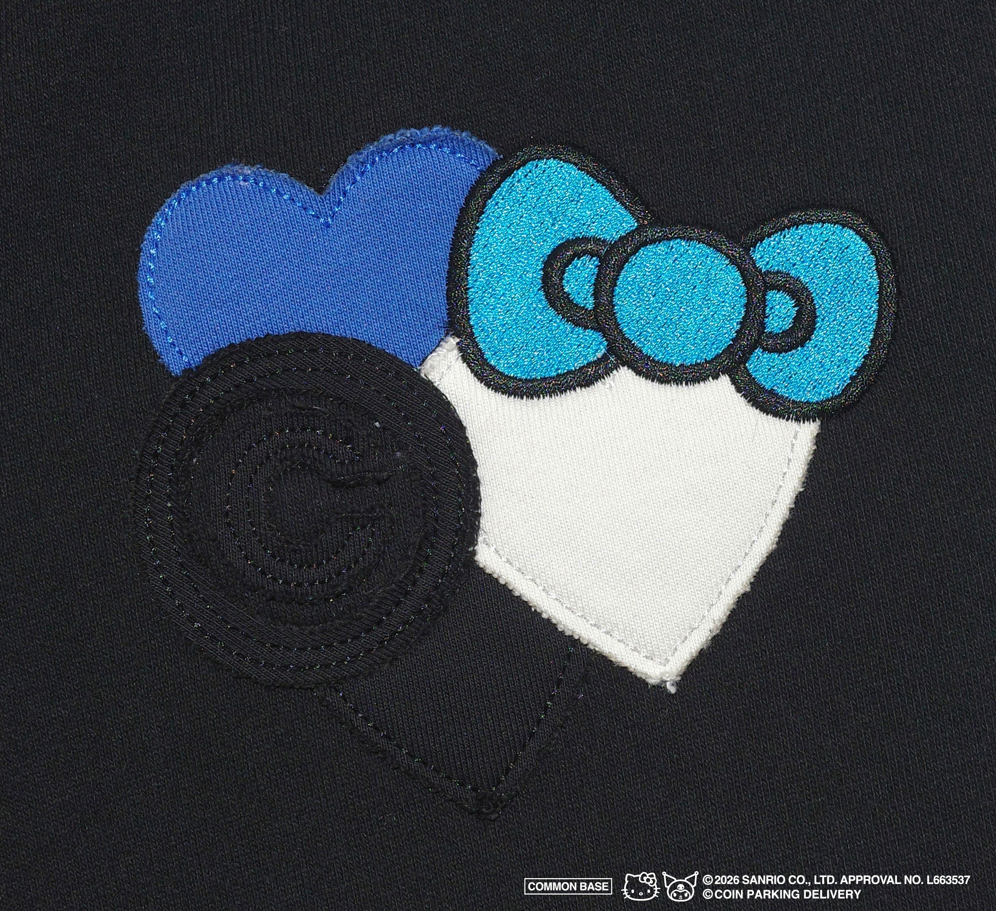 COIN PARKING DELIVERY × SANRIO CHARACTERS  PATCHWORK ZIP SWEAT HOODIE CPDSC-KT17 BLACK