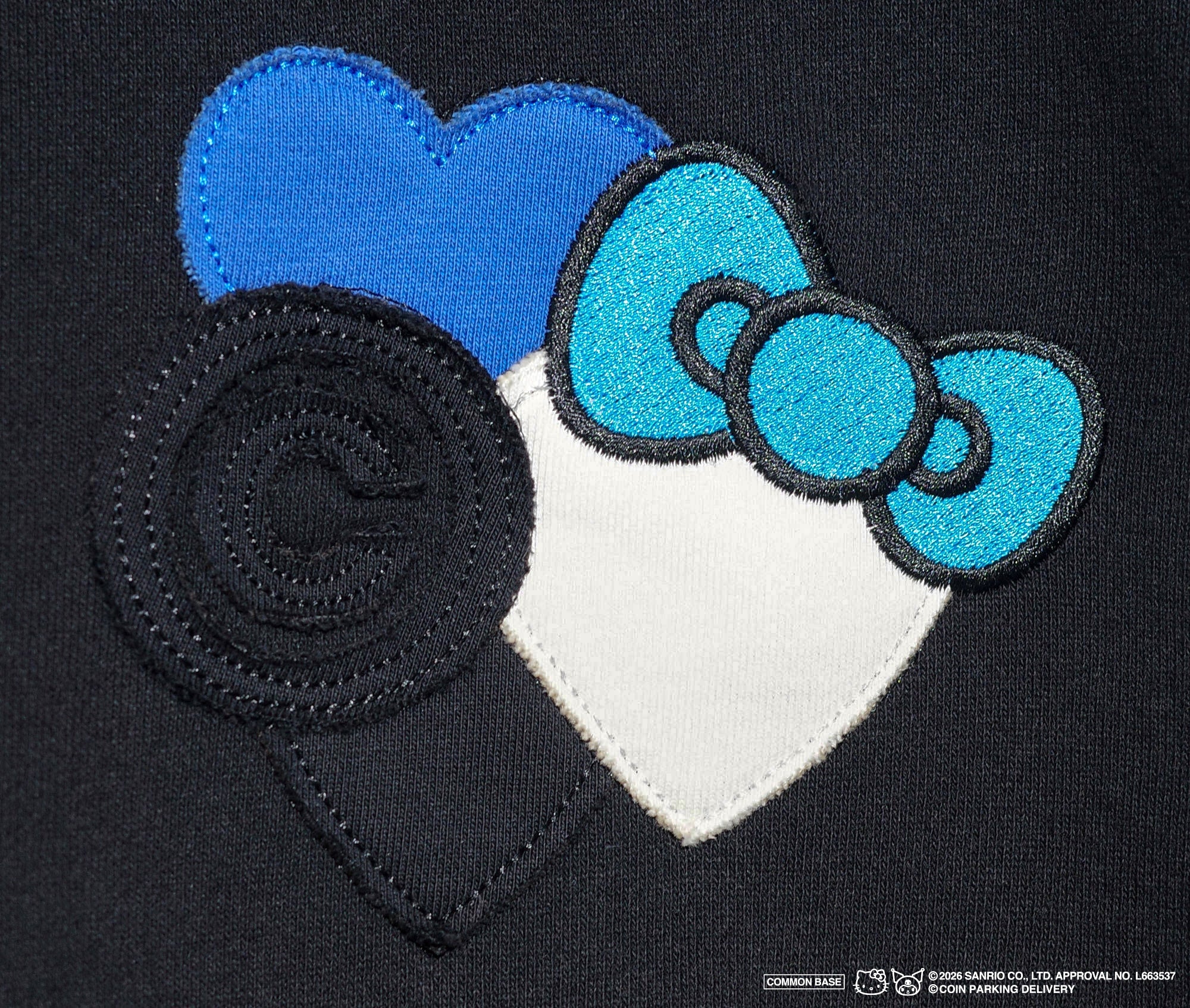 COIN PARKING DELIVERY × SANRIO CHARACTERS  PATCHWORK ZIP SWEAT HOODIE CPDSC-KT17 BLACK