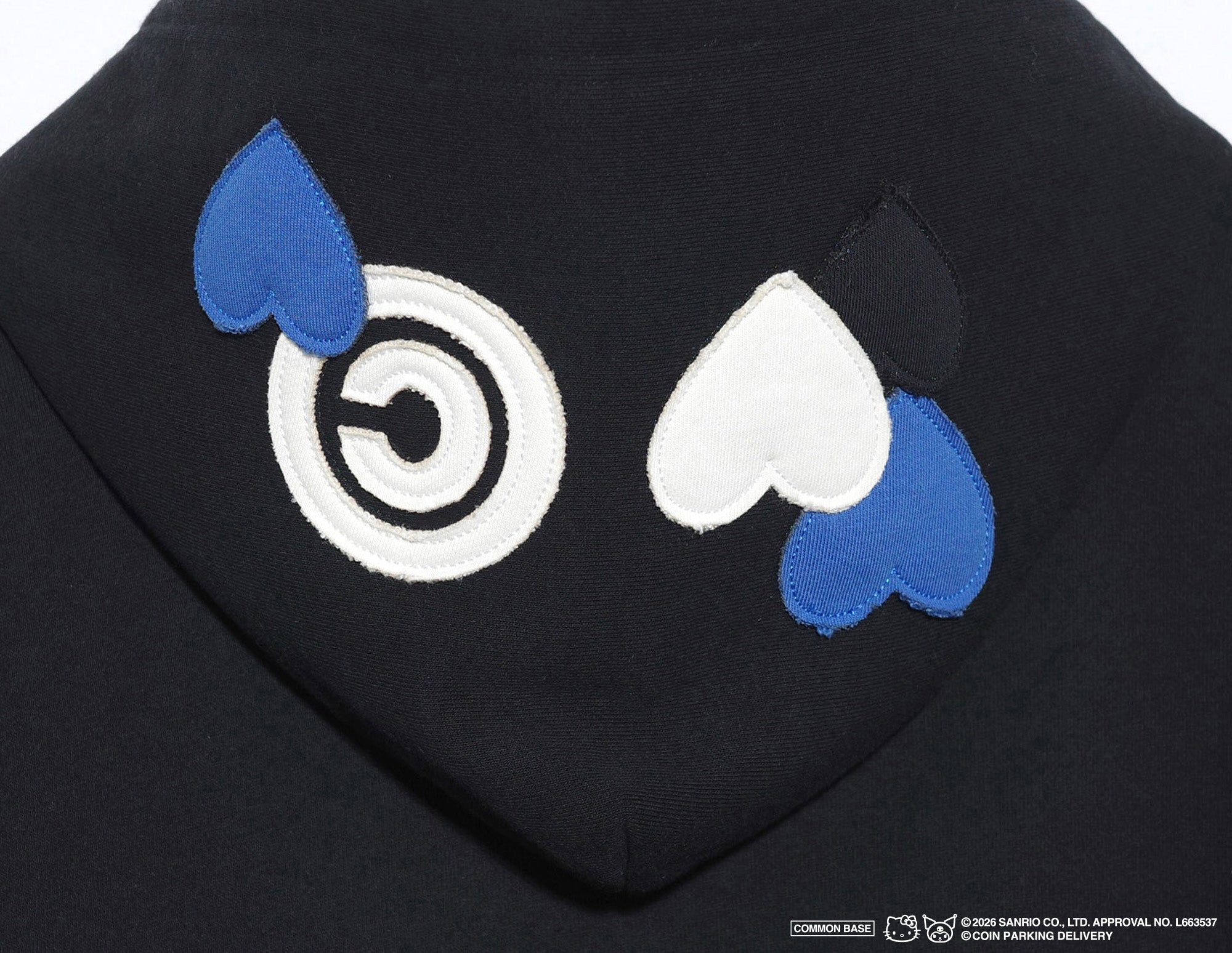 COIN PARKING DELIVERY × SANRIO CHARACTERS  PATCHWORK ZIP SWEAT HOODIE CPDSC-KT17 BLACK