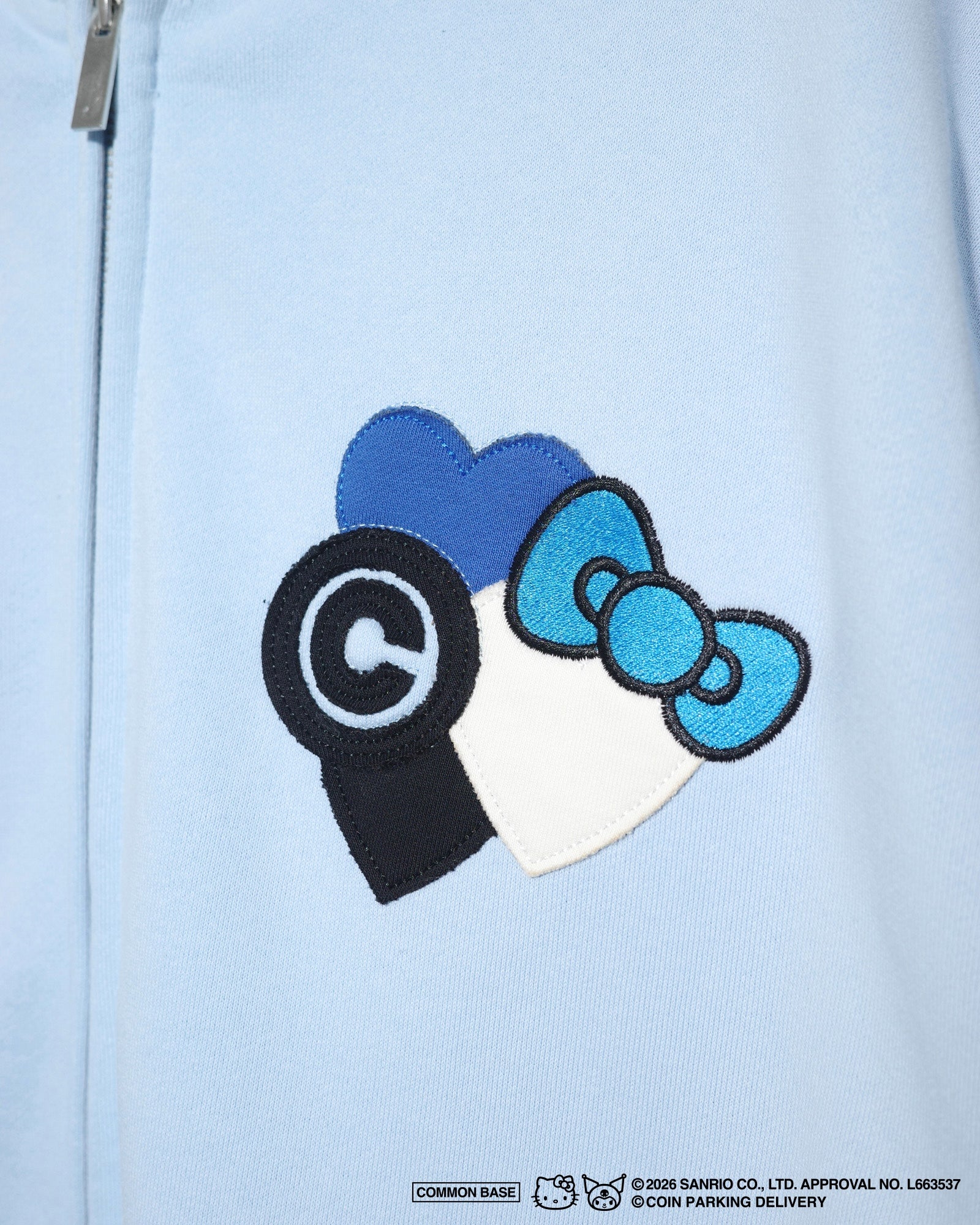 [On sale from 8:00 PM on January 31st] COIN PARKING DELIVERY × SANRIO CHARACTERS PATCHWORK ZIP SWEAT HOODIE CPDSC-KT17 LIGHT BLUE