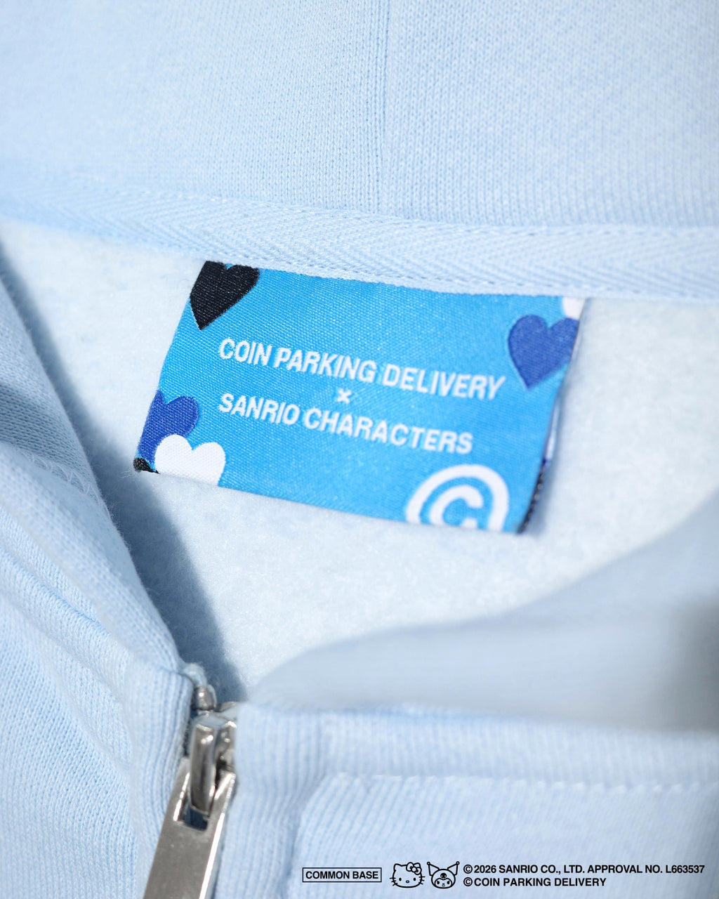 [On sale from 8:00 PM on January 31st] COIN PARKING DELIVERY × SANRIO CHARACTERS PATCHWORK ZIP SWEAT HOODIE CPDSC-KT17 LIGHT BLUE