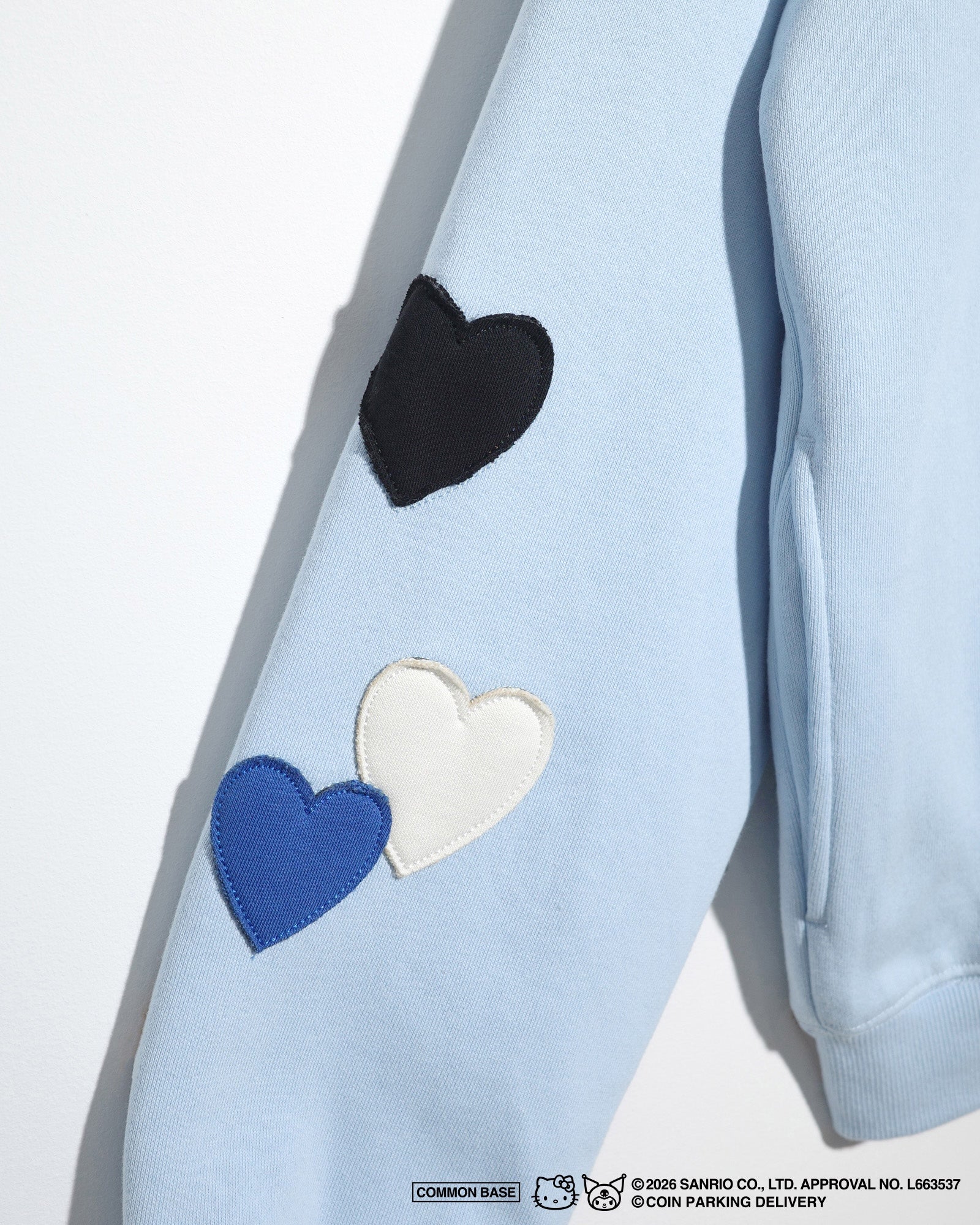[On sale from 8:00 PM on January 31st] COIN PARKING DELIVERY × SANRIO CHARACTERS PATCHWORK ZIP SWEAT HOODIE CPDSC-KT17 LIGHT BLUE