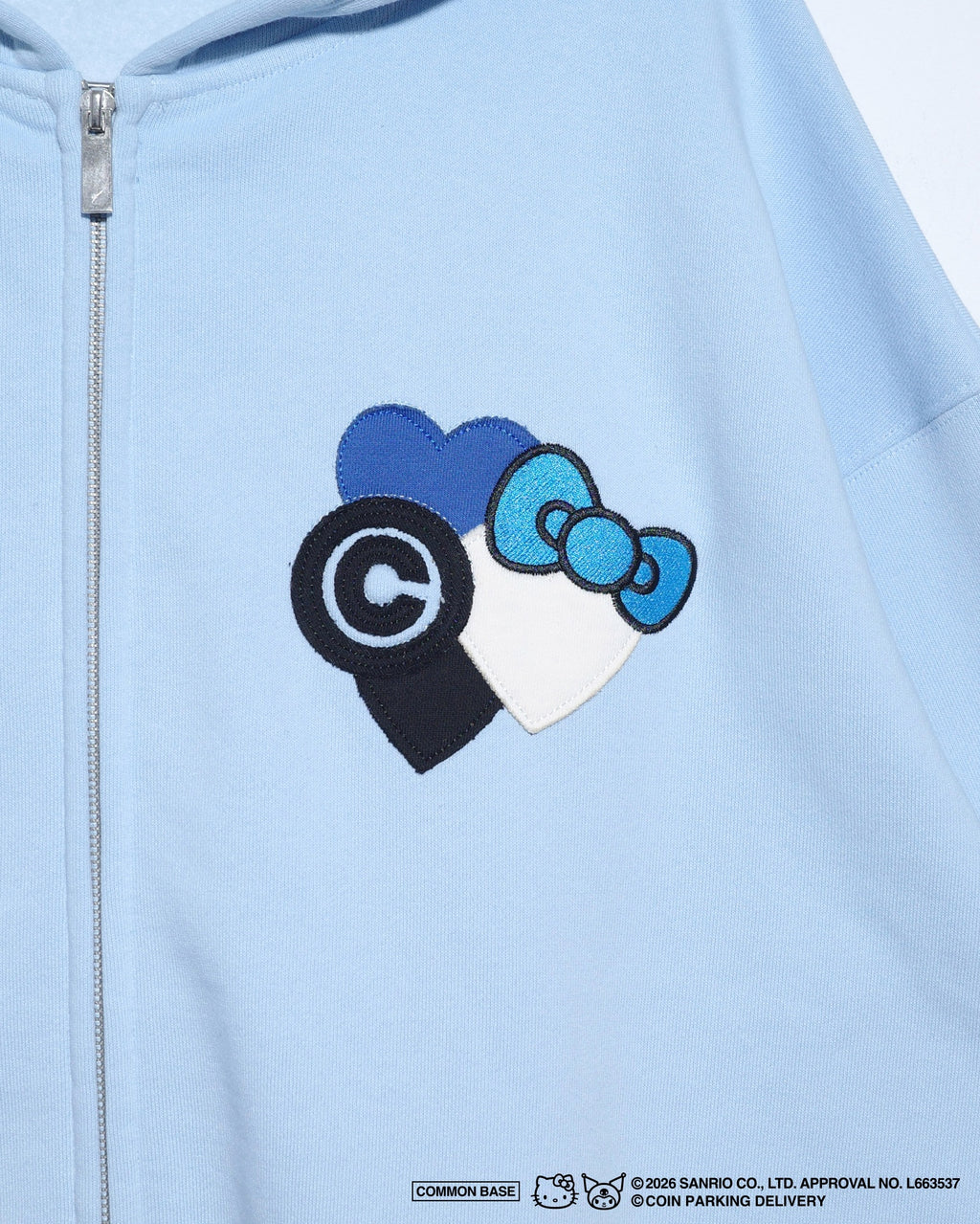 [On sale from 8:00 PM on January 31st] COIN PARKING DELIVERY × SANRIO CHARACTERS PATCHWORK ZIP SWEAT HOODIE CPDSC-KT17 LIGHT BLUE