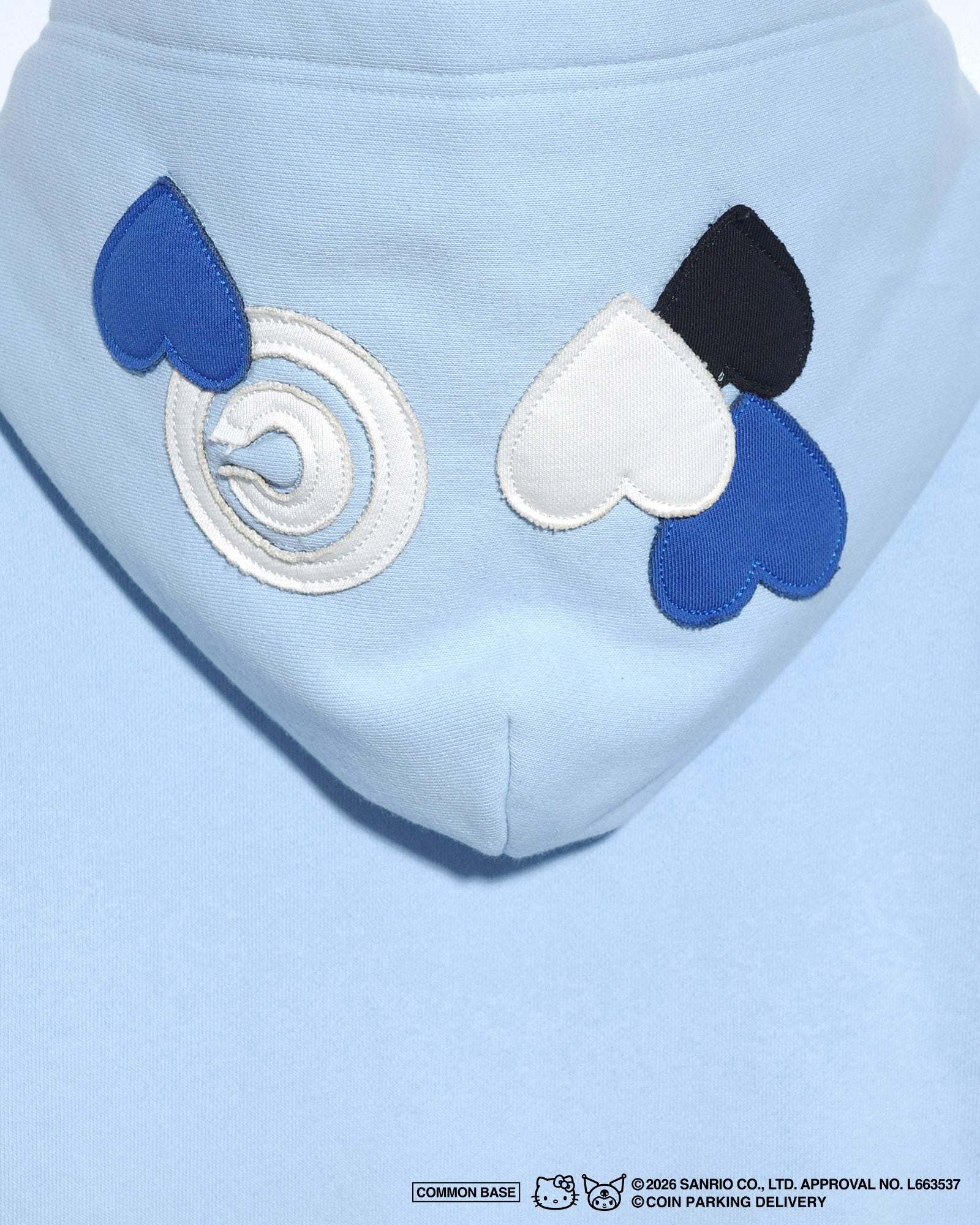 [On sale from 8:00 PM on January 31st] COIN PARKING DELIVERY × SANRIO CHARACTERS PATCHWORK ZIP SWEAT HOODIE CPDSC-KT17 LIGHT BLUE