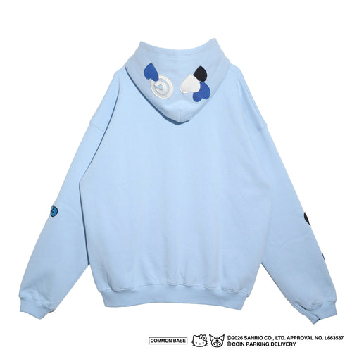 COIN PARKING DELIVERY × SANRIO CHARACTERS  PATCHWORK ZIP SWEAT HOODIE CPDSC-KT17 LIGHT BLUE