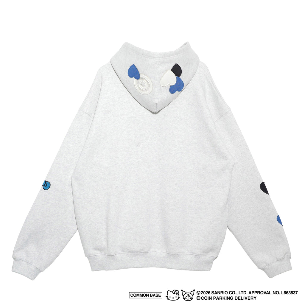 【予約商品｜5月上旬お届け予定】COIN PARKING DELIVERY × SANRIO CHARACTERS  PATCHWORK ZIP SWEAT HOODIE CPDSC-KT17 LIGHT HEATHER GREY