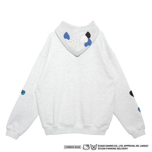COIN PARKING DELIVERY × SANRIO CHARACTERS  PATCHWORK ZIP SWEAT HOODIE CPDSC-KT17 LIGHT HEATHER GREY