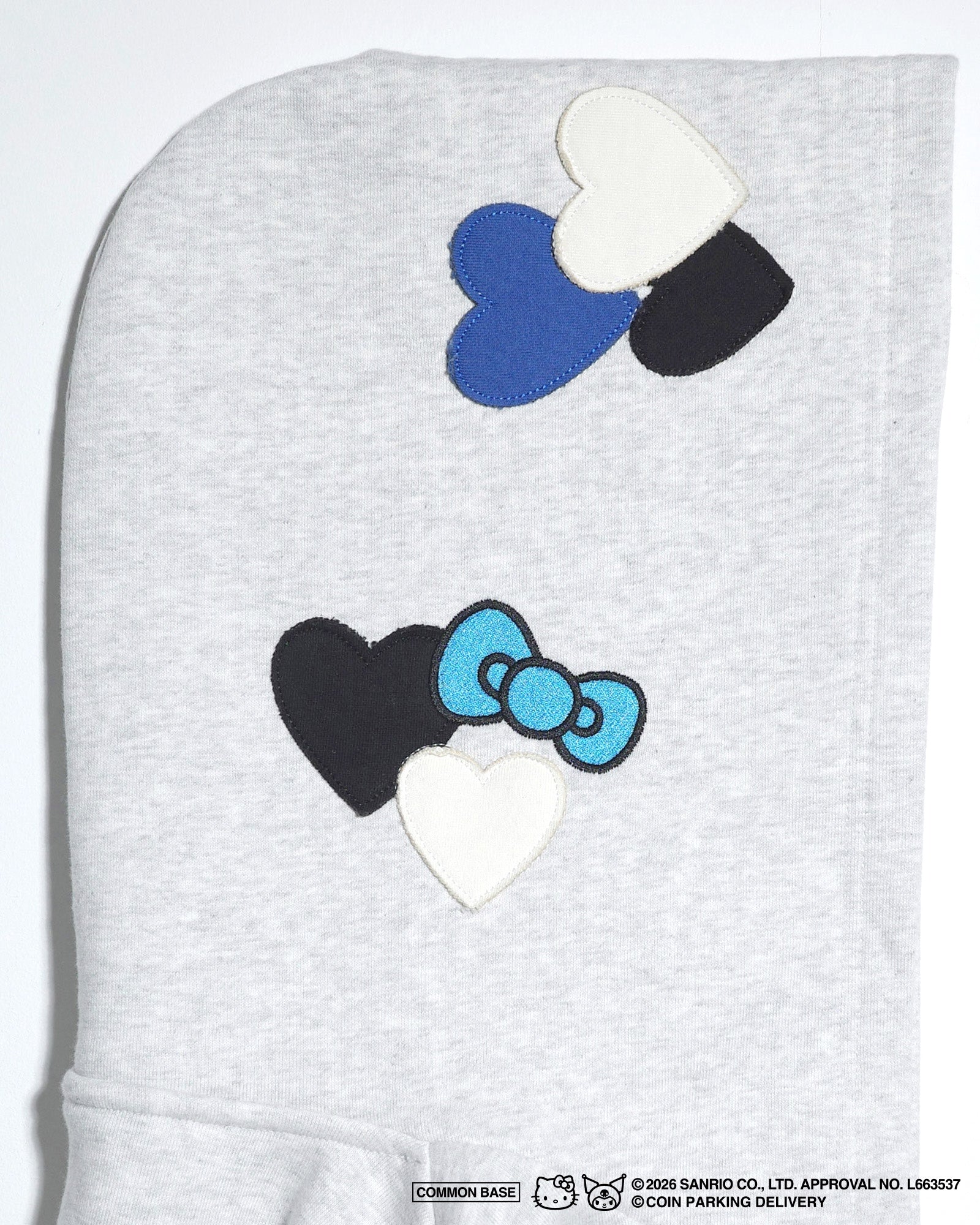 【予約商品｜5月上旬お届け予定】COIN PARKING DELIVERY × SANRIO CHARACTERS  PATCHWORK ZIP SWEAT HOODIE CPDSC-KT17 LIGHT HEATHER GREY