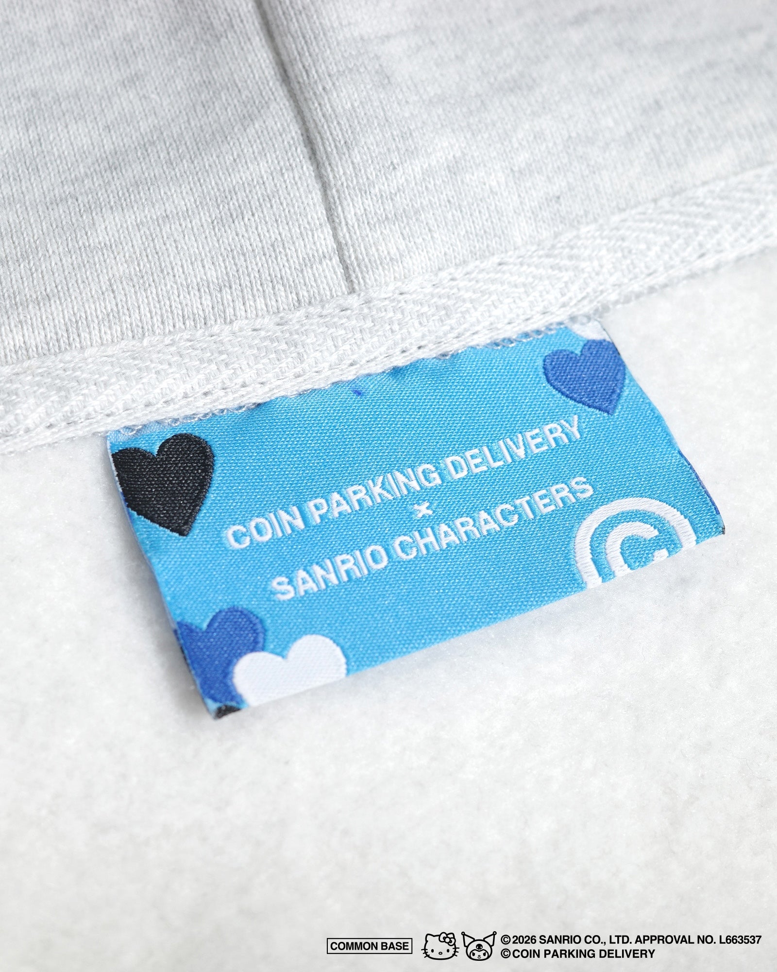 【予約商品｜5月上旬お届け予定】COIN PARKING DELIVERY × SANRIO CHARACTERS  PATCHWORK ZIP SWEAT HOODIE CPDSC-KT17 LIGHT HEATHER GREY