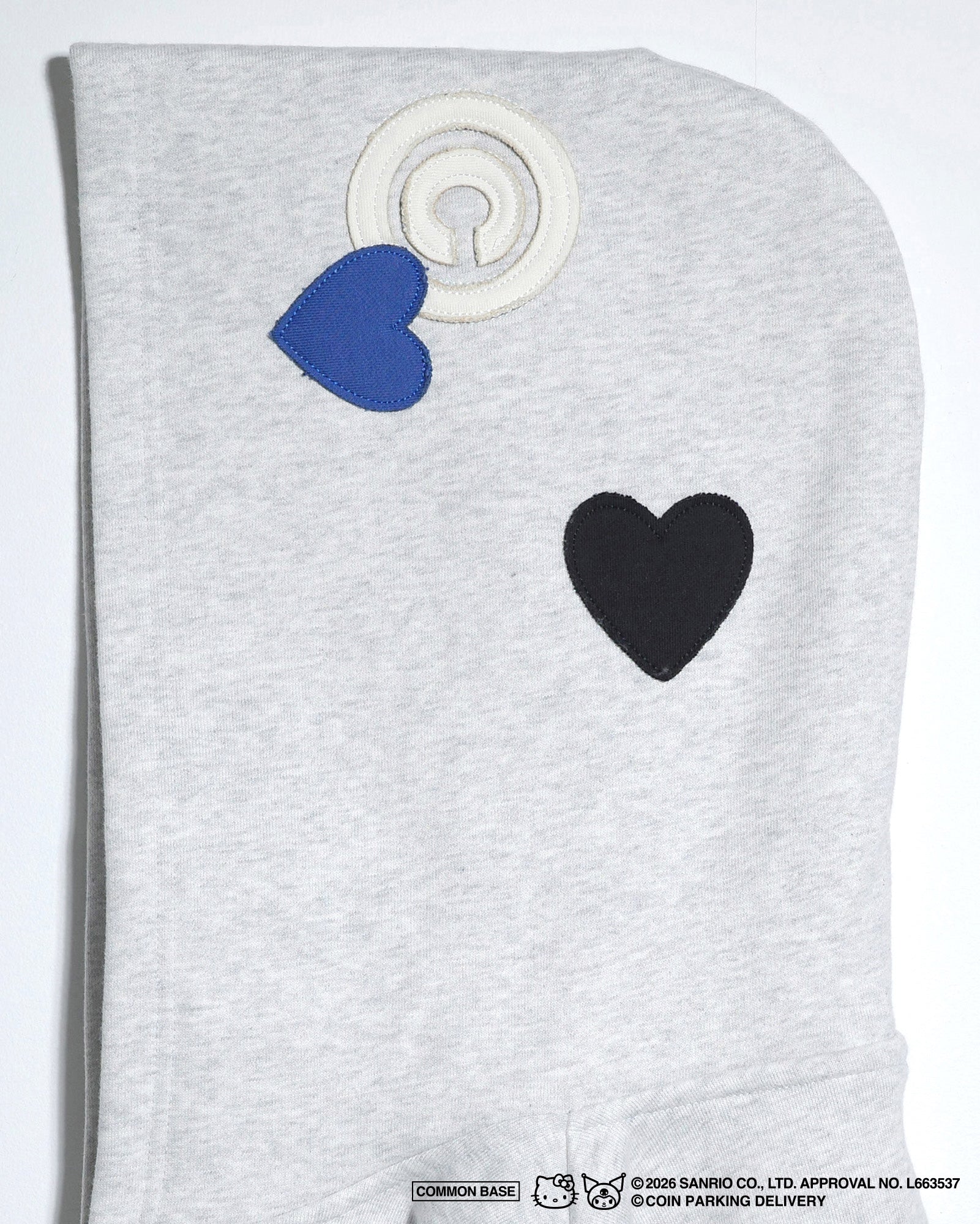 【予約商品｜5月上旬お届け予定】COIN PARKING DELIVERY × SANRIO CHARACTERS  PATCHWORK ZIP SWEAT HOODIE CPDSC-KT17 LIGHT HEATHER GREY