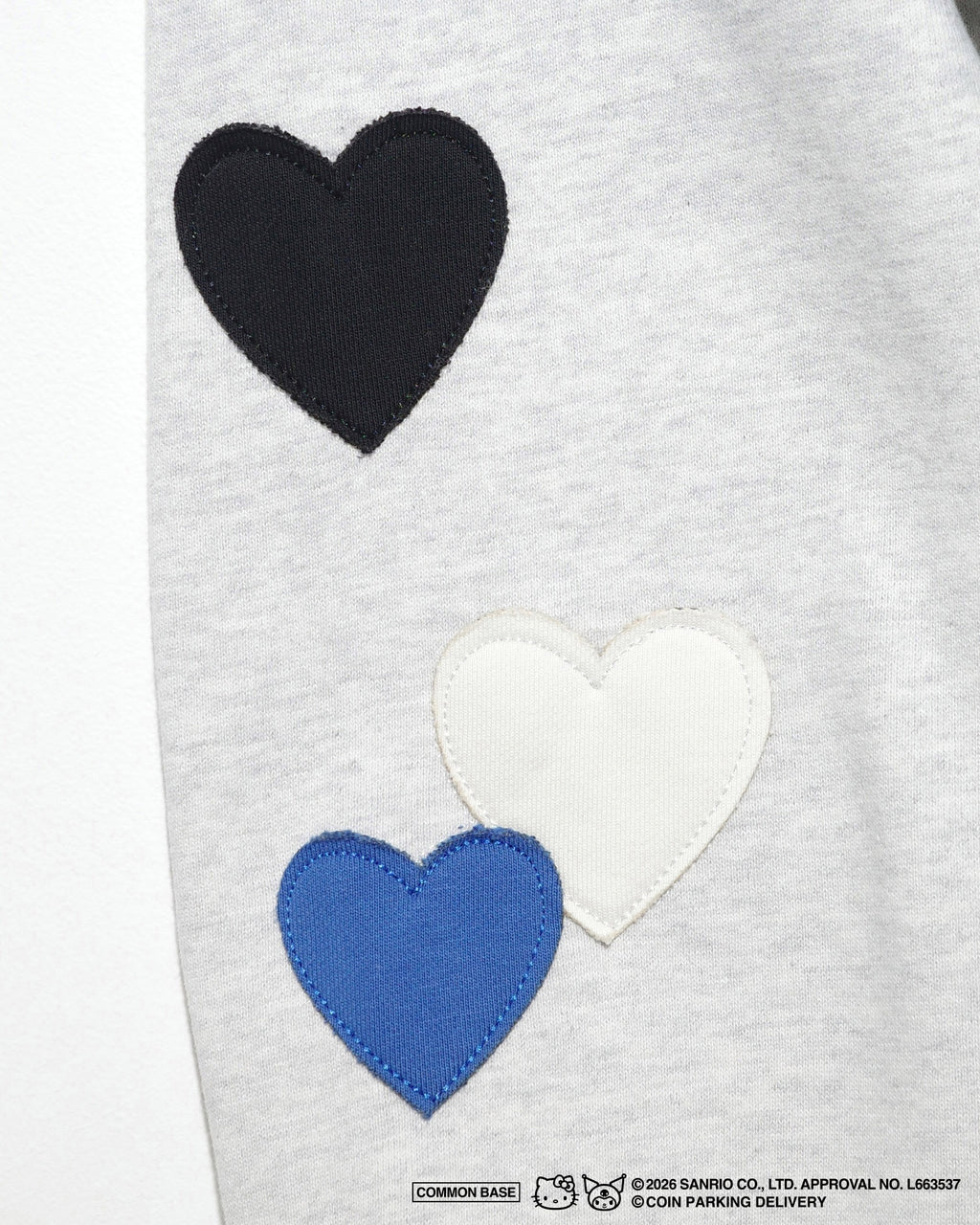 【予約商品｜5月上旬お届け予定】COIN PARKING DELIVERY × SANRIO CHARACTERS  PATCHWORK ZIP SWEAT HOODIE CPDSC-KT17 LIGHT HEATHER GREY