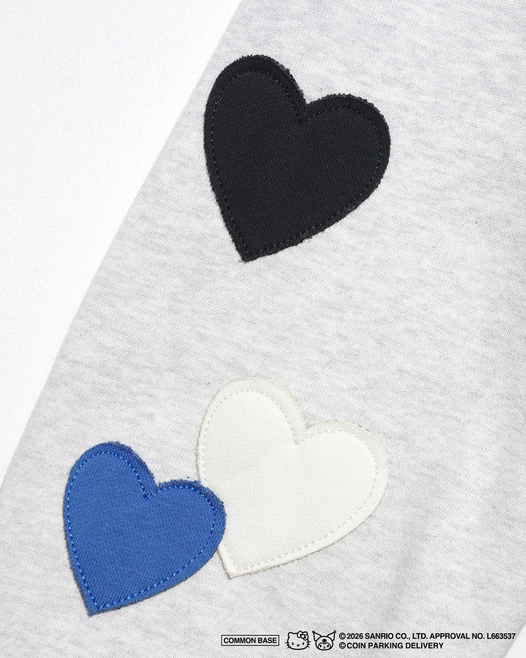 【予約商品｜5月上旬お届け予定】COIN PARKING DELIVERY × SANRIO CHARACTERS  PATCHWORK ZIP SWEAT HOODIE CPDSC-KT17 LIGHT HEATHER GREY