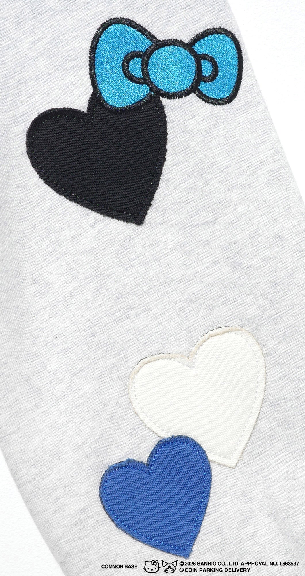 【予約商品｜5月上旬お届け予定】COIN PARKING DELIVERY × SANRIO CHARACTERS  PATCHWORK ZIP SWEAT HOODIE CPDSC-KT17 LIGHT HEATHER GREY