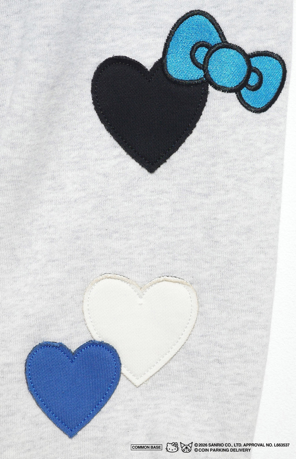 【予約商品｜5月上旬お届け予定】COIN PARKING DELIVERY × SANRIO CHARACTERS  PATCHWORK ZIP SWEAT HOODIE CPDSC-KT17 LIGHT HEATHER GREY