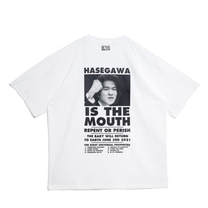 【受注予約 / 11月中旬お届け予定】HASEGAWA IS THE MOUTH S/S TEE HITM-01 WHITE