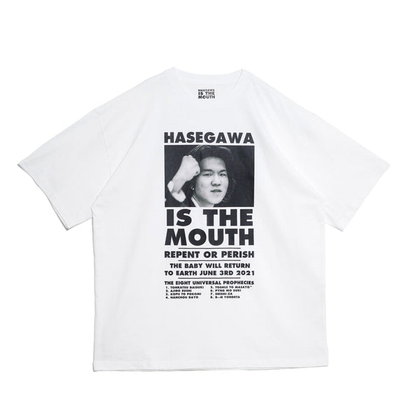 【受注予約 / 11月中旬お届け予定】HASEGAWA IS THE MOUTH S/S TEE HITM-01 WHITE