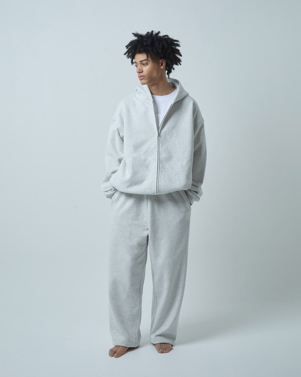 BOKUNOU COMMON NO MONEY WIDE SWEATPANTS BNCM-104P LIGHT HEATHER GREY