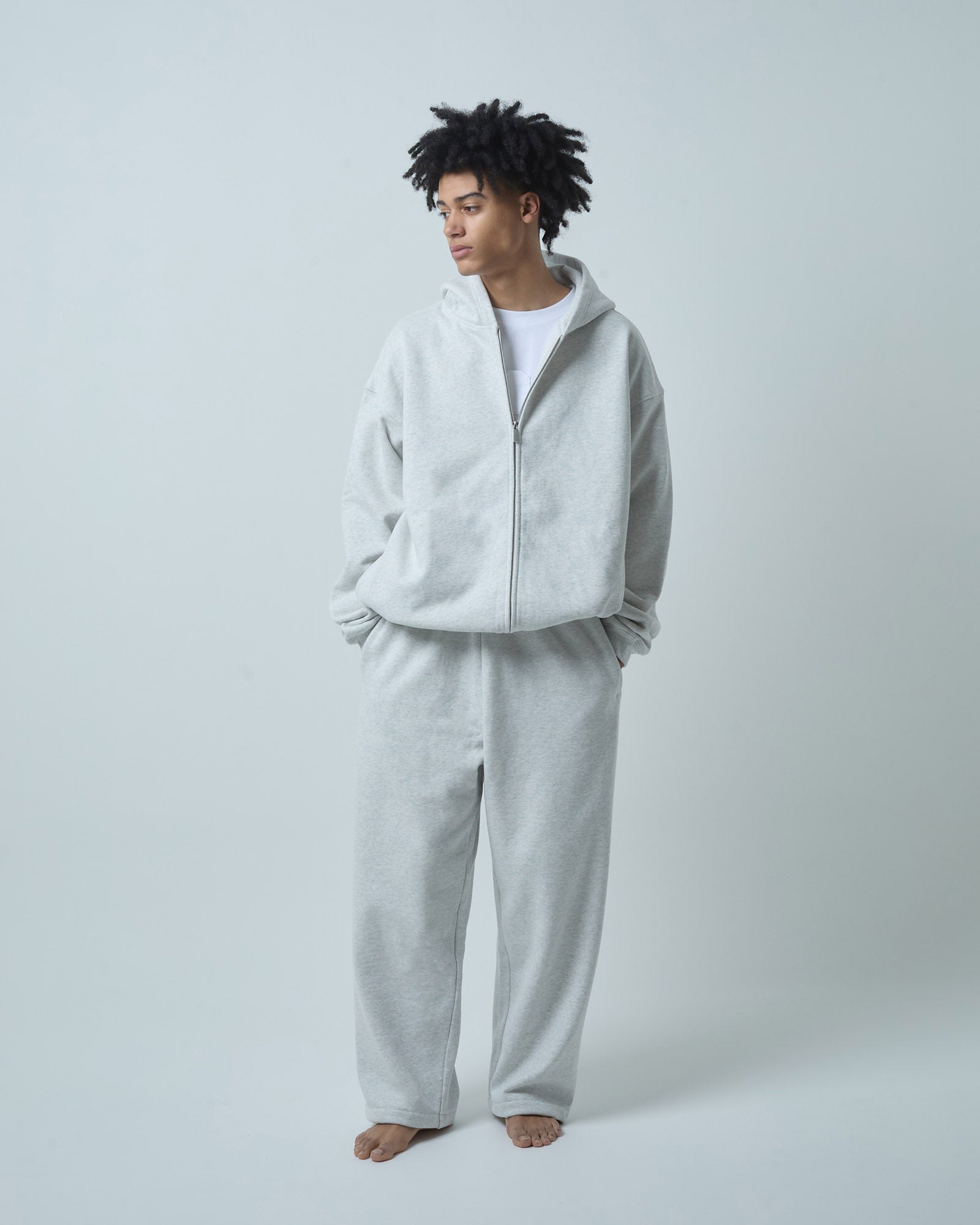BOKUNOU COMMON NO MONEY WIDE SWEATPANTS BNCM-104P LIGHT HEATHER GREY