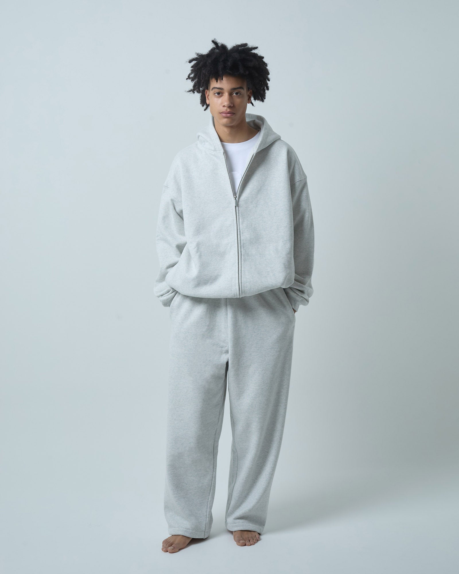 BOKUNOU COMMON NO MONEY WIDE SWEATPANTS BNCM-104P LIGHT HEATHER GREY
