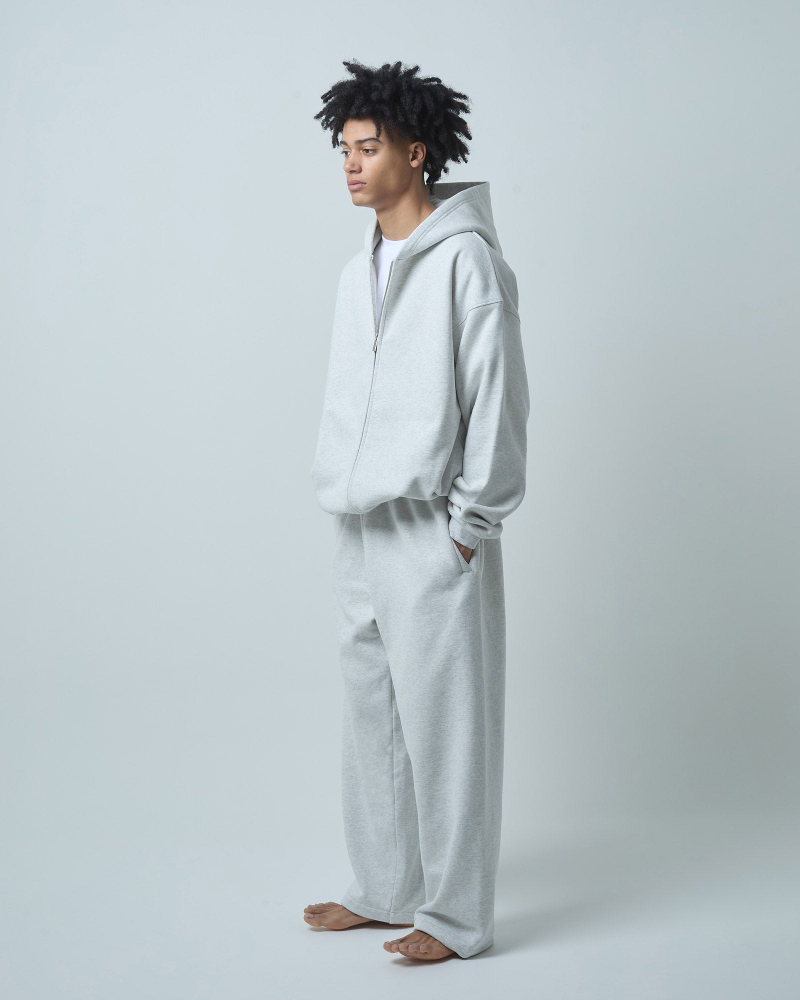 BOKUNOU COMMON NO MONEY WIDE SWEATPANTS BNCM-104P LIGHT HEATHER GREY