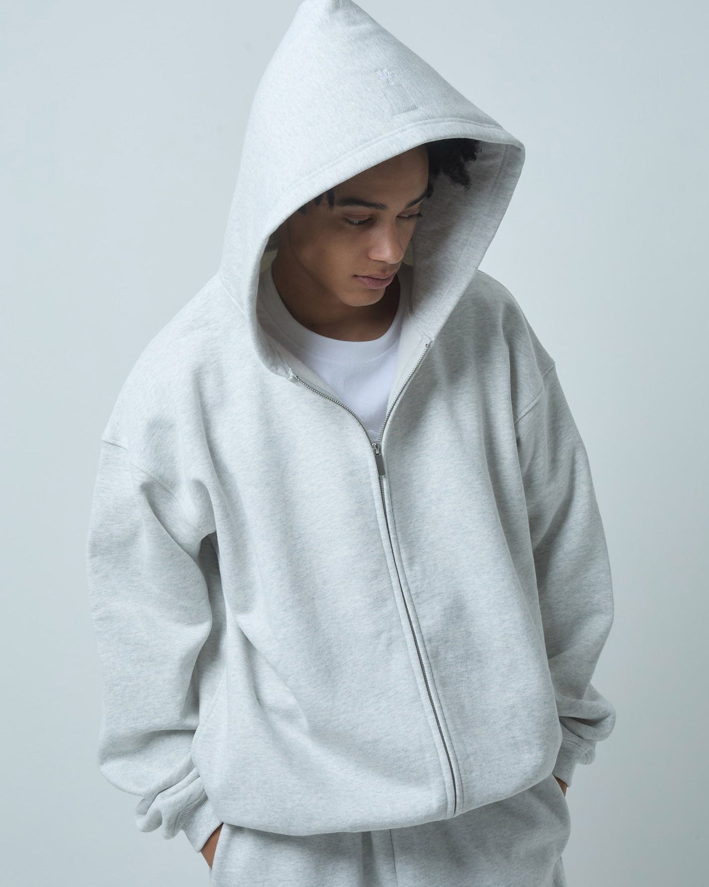 BOKUNOU COMMON ID ZIP SWEAT HOODIE BNCM-103ZH LIGHT HEATHER GREY
