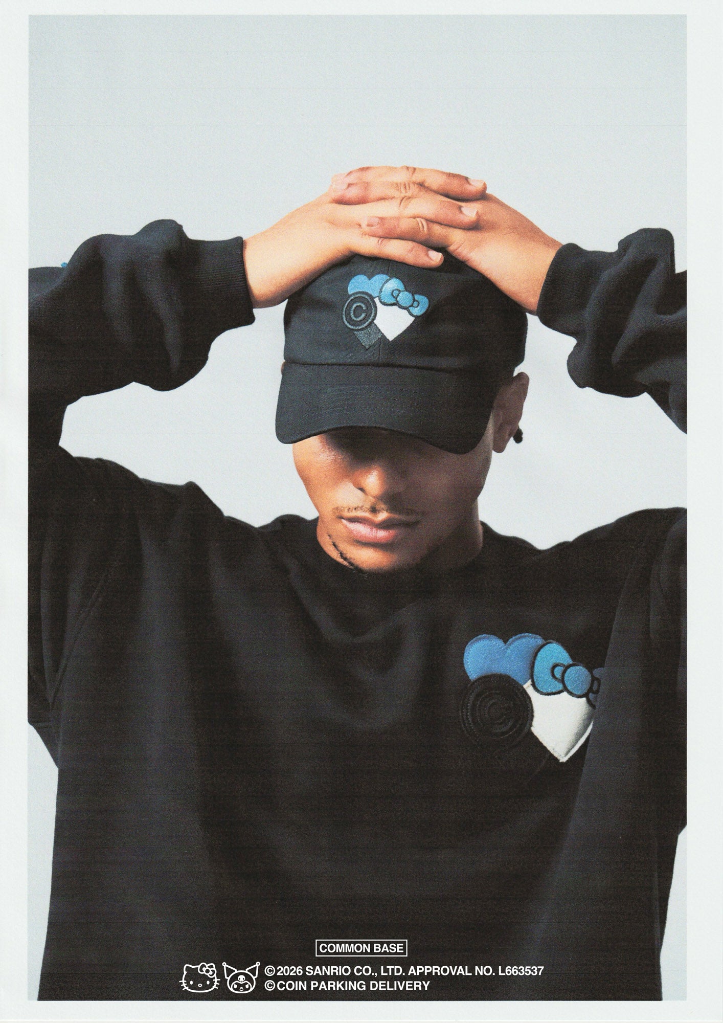 [On sale from 8:00 PM on January 31st] COIN PARKING DELIVERY × SANRIO CHARACTERS PATCHWORK SWEATSHIRT CPDSC-KT14 BLACK