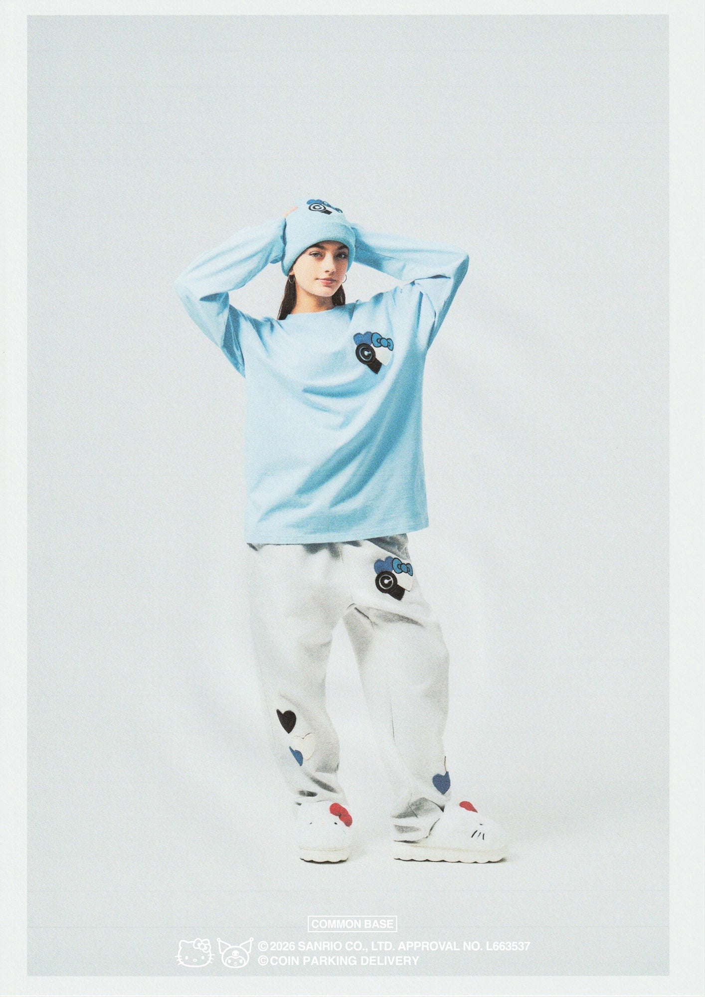 【予約商品｜5月上旬お届け予定】COIN PARKING DELIVERY × SANRIO CHARACTERS PATCHWORK SWEAT PANTS CPDSC-KT15 LIGHT HEATHER GREY