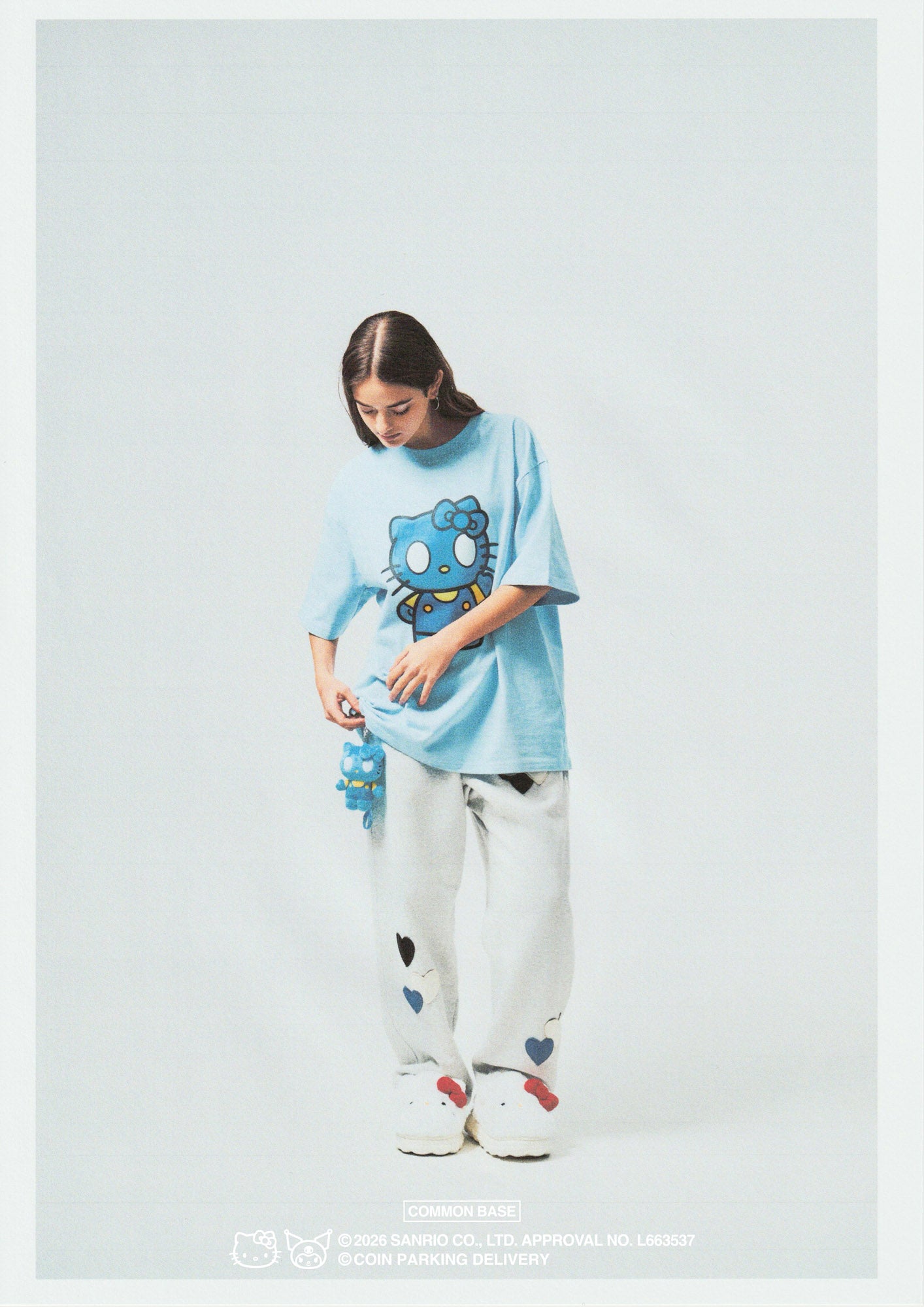 【予約商品｜5月上旬お届け予定】COIN PARKING DELIVERY × SANRIO CHARACTERS PATCHWORK SWEAT PANTS CPDSC-KT15 LIGHT HEATHER GREY
