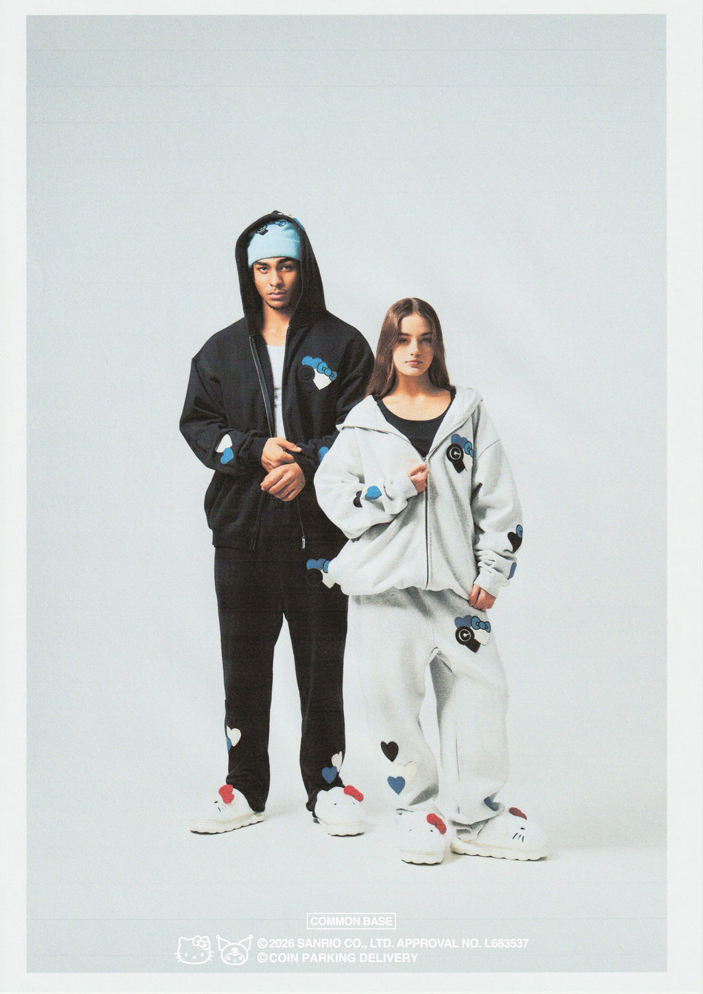 COIN PARKING DELIVERY × SANRIO CHARACTERS  PATCHWORK ZIP SWEAT HOODIE CPDSC-KT17 BLACK