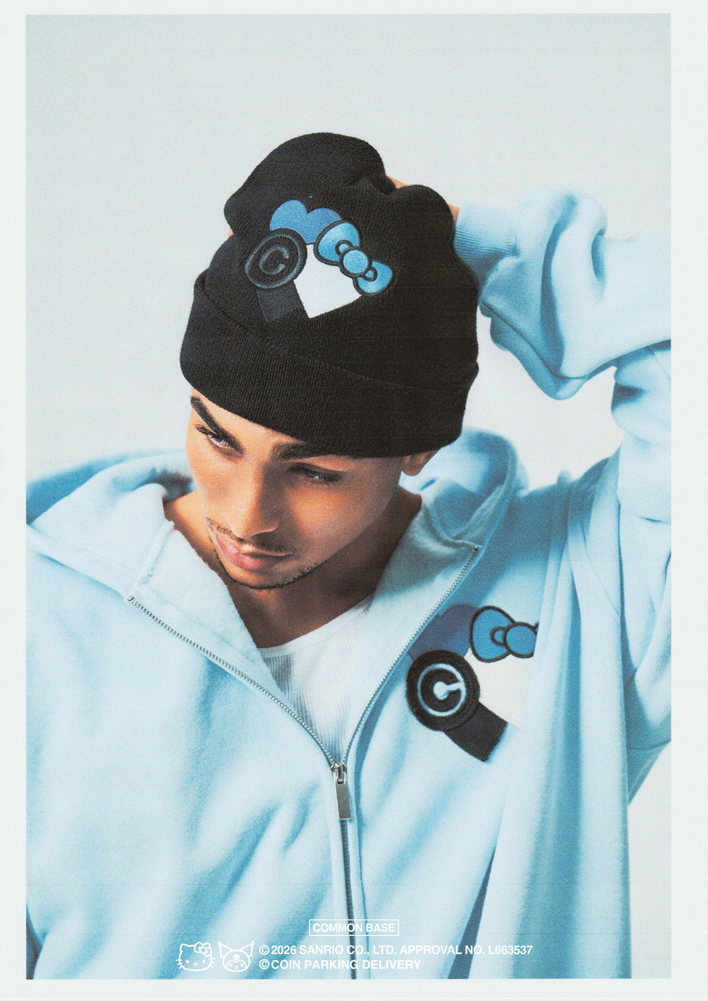 [On sale from 8:00 PM on January 31st] COIN PARKING DELIVERY × SANRIO CHARACTERS PATCHWORK ZIP SWEAT HOODIE CPDSC-KT17 LIGHT BLUE