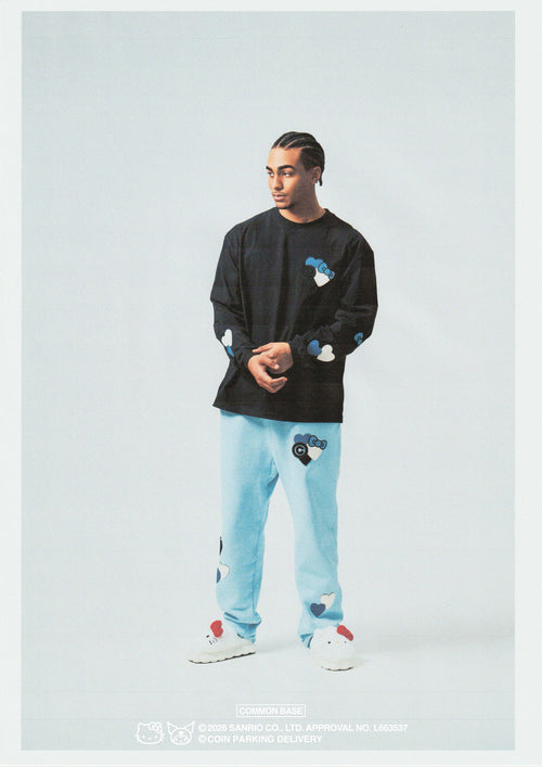 COIN PARKING DELIVERY × SANRIO CHARACTERS  PATCHWORK L/S TEE CPDSC-KT12 BLACK