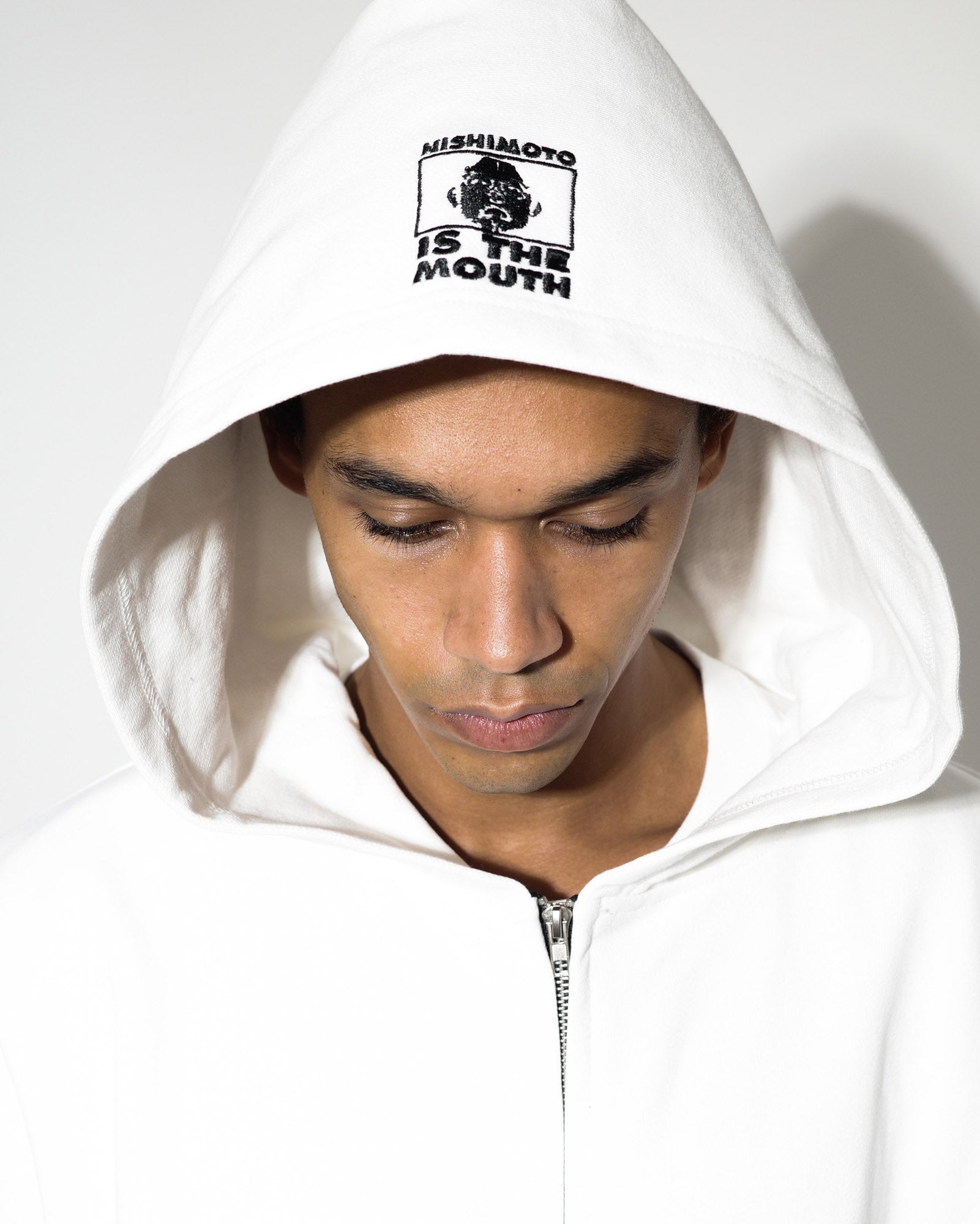 NISHIMOTO IS THE MOUTH WIDE ZIP N/S SWEAT HOODIE NIM-EWD10 WHITE