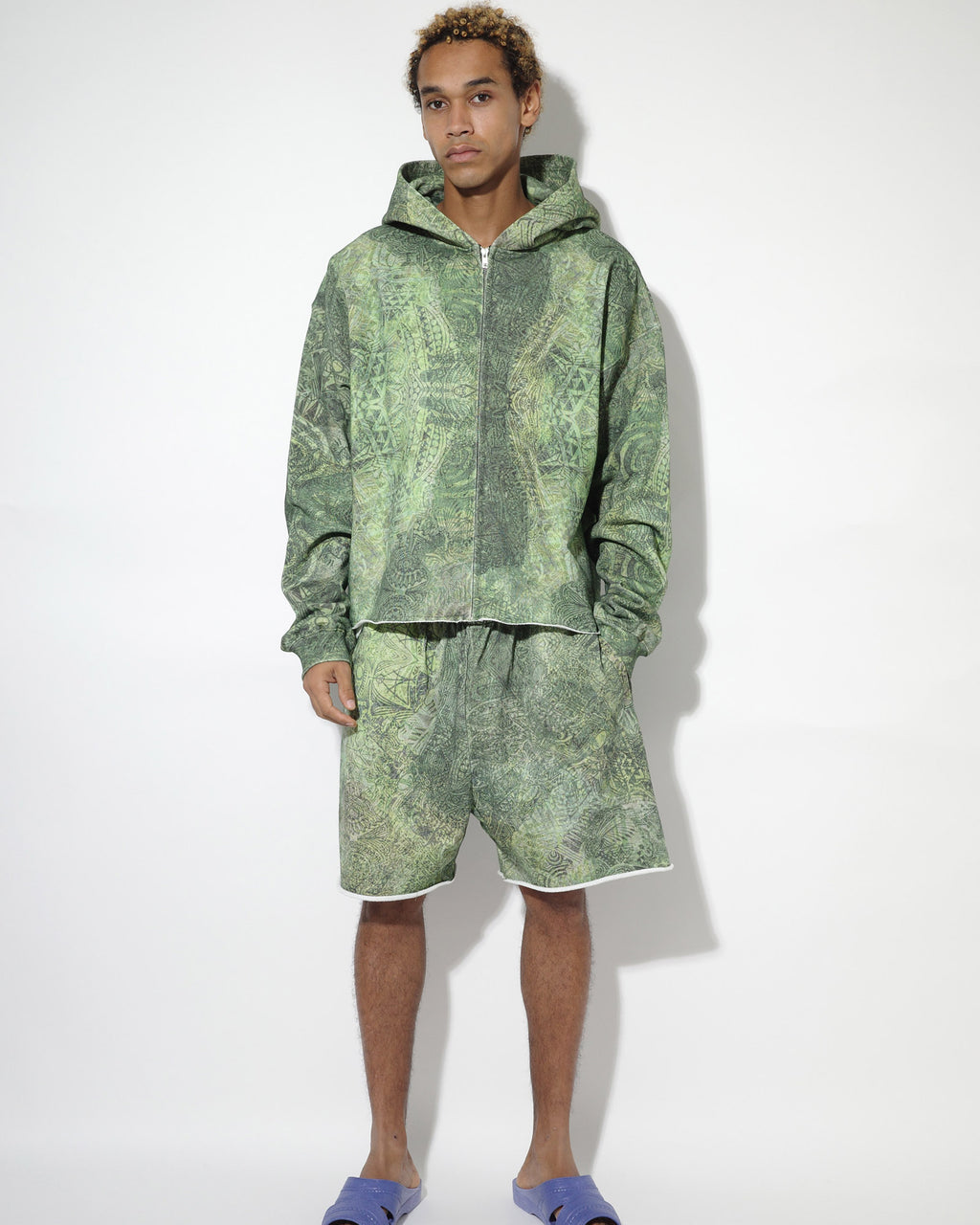 NISHIMOTO IS THE MOUTH WIDE ZIP SWEAT HOODIE NIM-TWD11 GREEN CAMO