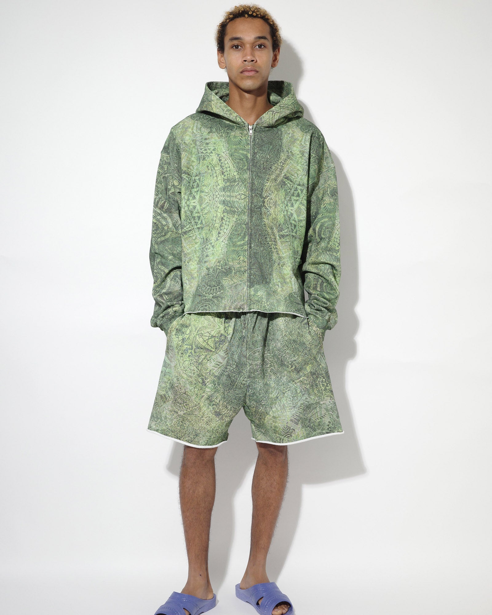 NISHIMOTO IS THE MOUTH WIDE ZIP SWEAT HOODIE NIM-TWD11 GREEN CAMO